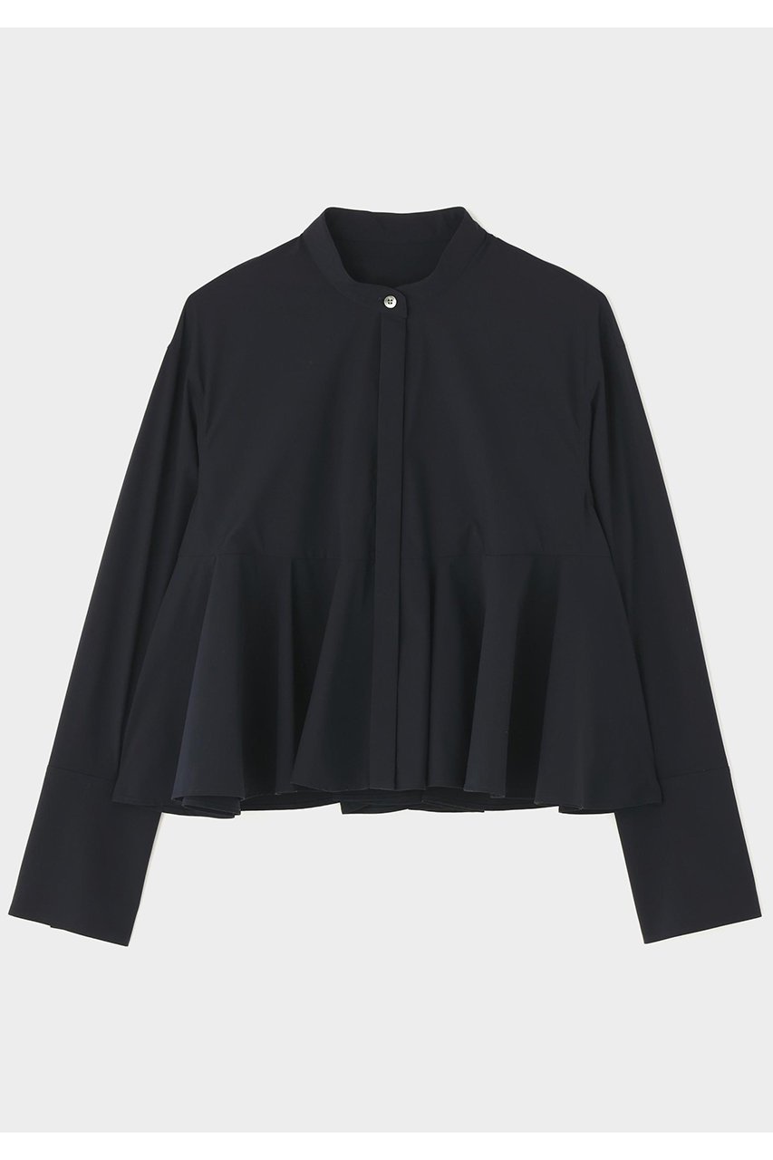 【ル フィル/LE PHIL】のブロードショートペプラムブラウス インテリア・キッズ・メンズ・レディースファッション・服の通販 founy(ファニー) ファッション Fashion レディースファッション Fashion for Women トップス・カットソー Cut & Sew Tops シャツ・ブラウス・オフィスカジュアル Elegant Blouses & Button-Ups カフス Cuff Design クラシック Classic, Timeless Style スタンダード Standard, Basic スタンド Stand Collar, Upright Stand スリーブ Sleeve, Long Sleeve / Short Sleeve フレア Flare, Flared ロング Long, Long-Length エレガント 上品 Elegant ネイビー|ID: prp329100004902182 ipo3291000000036685656