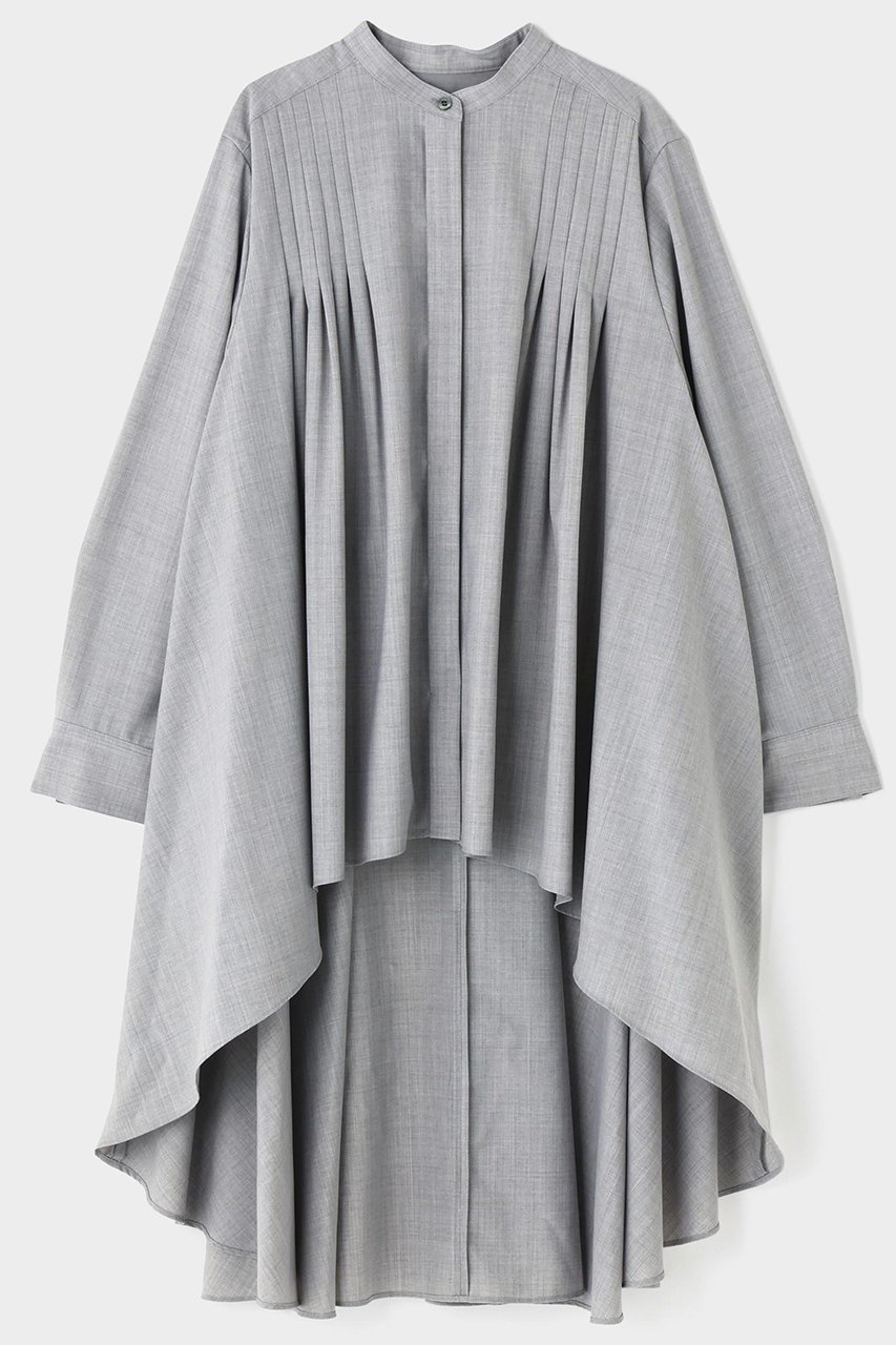 【ル フィル/LE PHIL】のライトウールボリュームブラウス インテリア・キッズ・メンズ・レディースファッション・服の通販 founy(ファニー) 　ファッション　Fashion　レディースファッション　Fashion for Women　トップス・カットソー　Cut & Sew Tops　シャツ・ブラウス・オフィスカジュアル　Elegant Blouses & Button-Ups　スタンダード　Standard, Basic　スタンド　Stand Collar, Upright Stand　スリーブ　Sleeve, Long Sleeve / Short Sleeve　ドレープ　Drape, Draping Fabric　ヘムライン　Hemline, Bottom Cut　ロング　Long, Long-Length　春　Spring　グレー|ID: prp329100004902234 ipo3291000000036686253