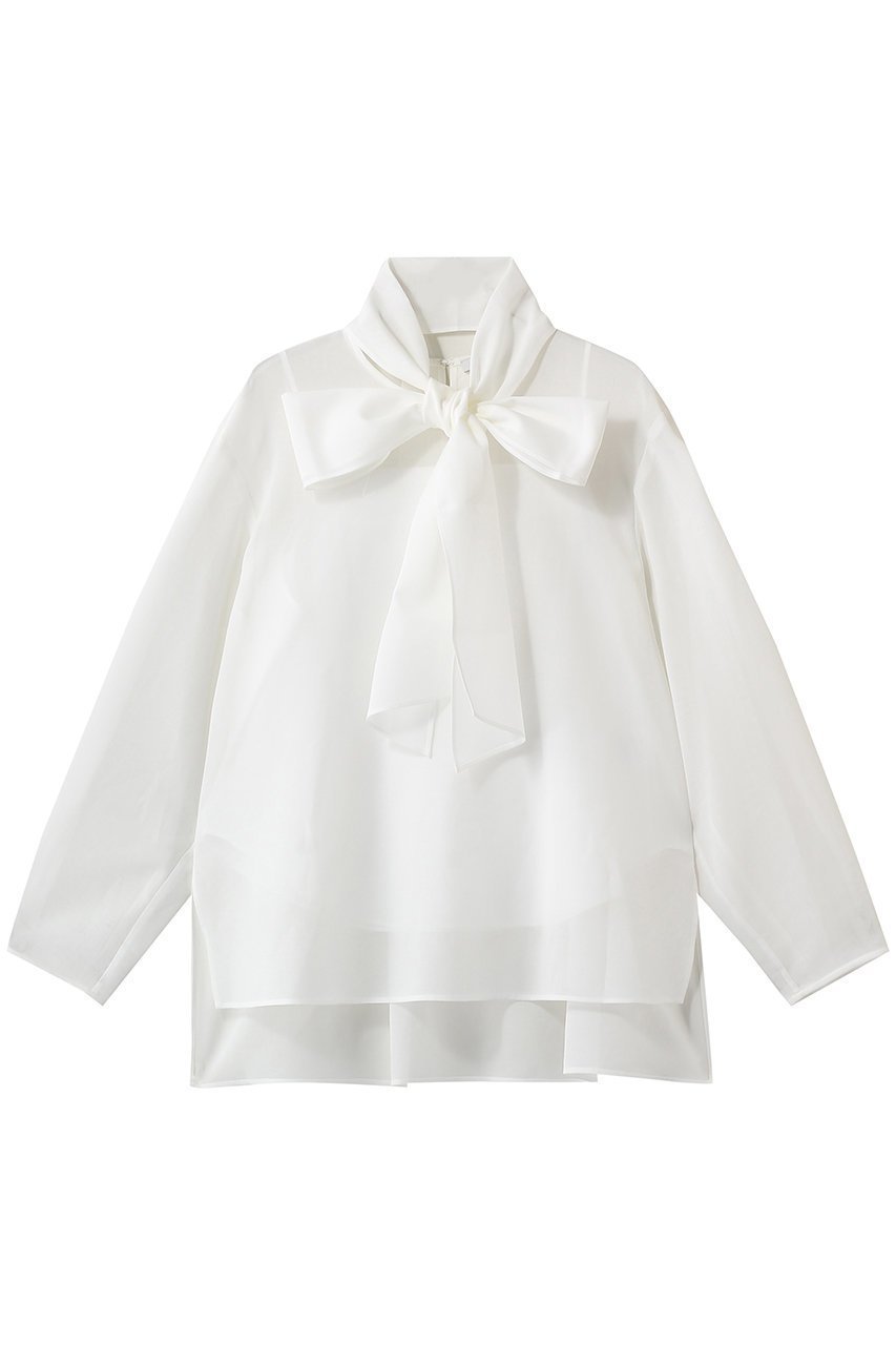 【ドメル/DOMELLE】のボウタイ ブラウス インテリア・キッズ・メンズ・レディースファッション・服の通販 founy(ファニー) 　ファッション　Fashion　レディースファッション　Fashion for Women　トップス・カットソー　Cut & Sew Tops　シャツ・ブラウス・オフィスカジュアル　Elegant Blouses & Button-Ups　おすすめ　Recommended / Our Picks　インナー　Innerwear　シアー　Sheer, See-Through　スリーブ　Sleeve, Long Sleeve / Short Sleeve　テクスチャー　Texture, Textured Fabric　バランス　Balance, Style Balance　フランス　France, French　ボックス　Boxy, Box Shape　ロング　Long, Long-Length　ワイド　Wide, Wide Fit　ホワイト|ID: prp329100004902239 ipo3291000000036686301