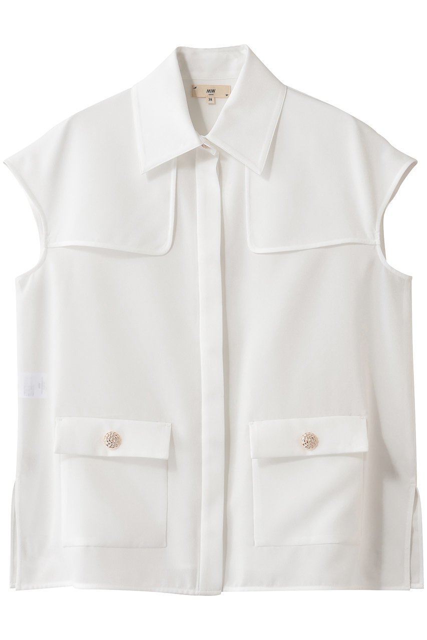 【エムダブリュー/MW】のトリアセテート(D) スリーブレス ブラウス インテリア・キッズ・メンズ・レディースファッション・服の通販 founy(ファニー) 　ファッション　Fashion　レディースファッション　Fashion for Women　トップス・カットソー　Cut & Sew Tops　キャミソール&ノースリーブ　Camisoles & Sleeveless Tops　シャツ・ブラウス・オフィスカジュアル　Elegant Blouses & Button-Ups　イレギュラー　Irregular Design　インナー　Innerwear　ジャケット　Jacket, Outerwear　スリーブ　Sleeve, Long Sleeve / Short Sleeve　ノースリーブ　Sleeveless, No-Sleeve　ボトム　Bottoms, Lower Wear　モダン　Modern, Contemporary　リュクス　Luxury, Elegant, High-End, Chic　エレガント 上品　Elegant　夏　Summer　定番　Standard, Basic Item　新作・新入荷　New Arrivals / New In　ホワイト|ID: prp329100004902244 ipo3291000000036686348