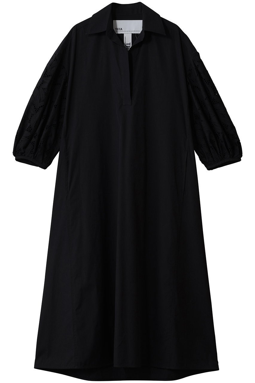 【ティッカ/TICCA】のフラワーレースワンピース インテリア・キッズ・メンズ・レディースファッション・服の通販 founy(ファウニー) 　ファッション　Fashion　レディースファッション　Fashion for Women　ワンピース　Dresses　チュニック　Tunic Tops & Dresses　ガーリー　Girly, Feminine Style　キャップ　Cap, Baseball Cap　シンプル　Simple, Minimal　スニーカー　Sneakers, Trainers　スリーブ　Sleeve, Long Sleeve / Short Sleeve　ダウン　Down, Puffer　チュニック　Tunic, Long Top　フラワー　Flower, Floral　モダン　Modern, Contemporary　レース　Lace, Lace Fabric　ロング　Long, Long-Length　ブラック|ID: prp329100004902266 ipo3291000000036686547