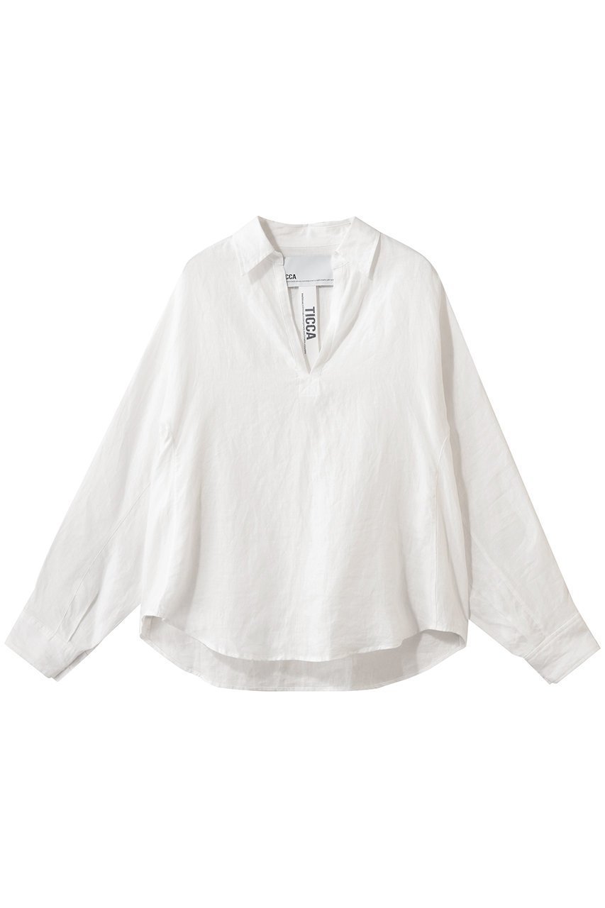 【ティッカ/TICCA】のリネンスキッパーシャツ インテリア・キッズ・メンズ・レディースファッション・服の通販 founy(ファニー) 　ファッション　Fashion　レディースファッション　Fashion for Women　トップス・カットソー　Cut & Sew Tops　シャツ・ブラウス・オフィスカジュアル　Elegant Blouses & Button-Ups　エレガント 上品　Elegant　スキッパー　Skipper, Open Collar　スリーブ　Sleeve, Long Sleeve / Short Sleeve　フィット　Fit, Slim Fit　リネン　Linen, Linen Fabric　リラックス　Relax, Relaxed Fit　ロング　Long, Long-Length　夏　Summer　ホワイト|ID: prp329100004902271 ipo3291000000036686605