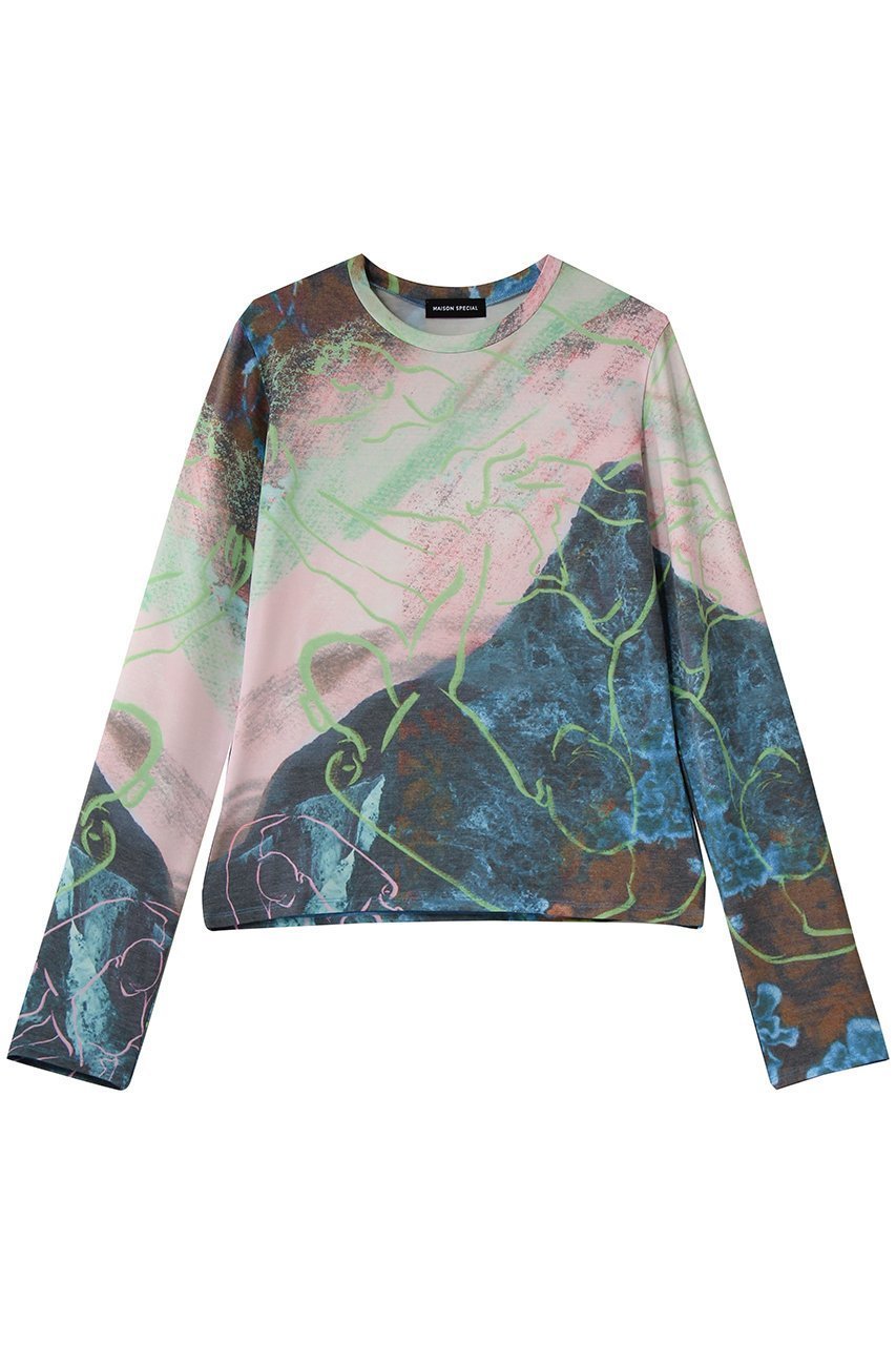 【メゾンスペシャル/MAISON SPECIAL】のImagination Print Tops/イマジネーションプリントトップス インテリア・キッズ・メンズ・レディースファッション・服の通販 founy(ファニー) ファッション Fashion レディースファッション Fashion for Women トップス・カットソー Cut & Sew Tops シャツ・ブラウス・オフィスカジュアル Elegant Blouses & Button-Ups ロングTシャツ・Tシャツ Longline T-Shirts & Tees カットソー・ベーシックTシャツ Cut-and-Sewn Tops / Stretch Tees & Basics スリーブ Sleeve, Long Sleeve / Short Sleeve プリント Print, Printed Pattern ロング Long, Long-Length 再入荷 Restock / Back in Stock PNK(ピンク)|ID: prp329100004902282 ipo3291000000036686750