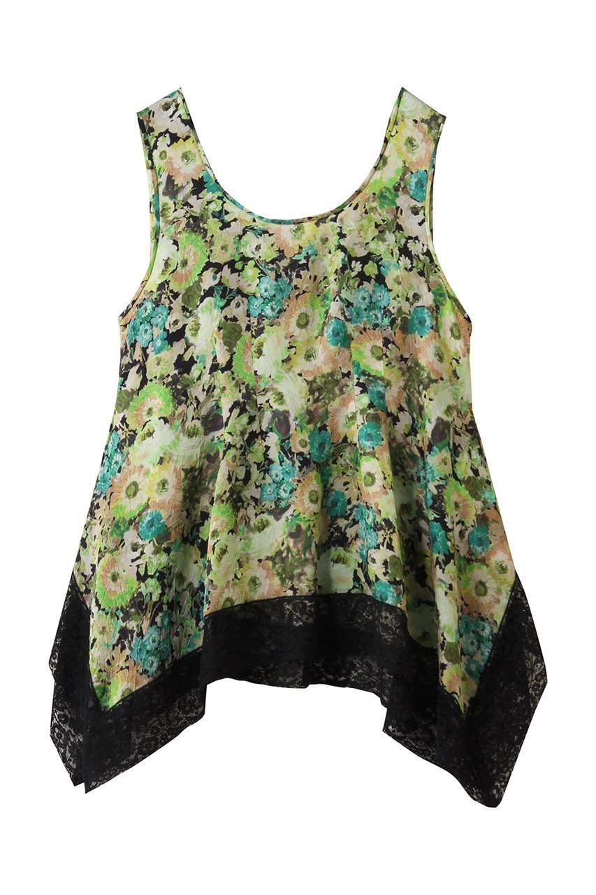 【ルール ロジェット/leur logette】のフラワープリントキュプラトップス インテリア・キッズ・メンズ・レディースファッション・服の通販 founy(ファニー) ファッション Fashion レディースファッション Fashion for Women トップス・カットソー Cut & Sew Tops キャミソール&ノースリーブ Camisoles & Sleeveless Tops シャツ・ブラウス・オフィスカジュアル Elegant Blouses & Button-Ups 花柄・フラワープリント・モチーフ Floral Prints & Motifs / Flower Pattern Tops オケージョン Occasion Wear キュプラ Cupro, Eco Fabric スクエア Square, Square Shape ノースリーブ Sleeveless, No-Sleeve フィット Fit, Slim Fit フラワー Flower, Floral プリント Print, Printed Pattern ヘムライン Hemline, Bottom Cut グリーン|ID: prp329100004902285 ipo3291000000036686779