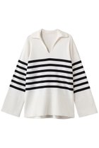 【アンクレイヴ/uncrave】のスウェットライクニット スキッパートップス 人気、トレンドファッション・服の通販 founy(ファニー) ファッション Fashion レディースファッション Fashion for Women トップス・カットソー Cut & Sew Tops ニット Knit Tops & Sweaters シャツ・ブラウス・オフィスカジュアル Elegant Blouses & Button-Ups レディースパーカー・カジュアルフーディー Casual Hoodies & Sweatshirts ロングTシャツ・Tシャツ Longline T-Shirts & Tees スウェット・クルーネックトップス Sweatshirts & Crewnecks / Relaxed Fit Sweat Tops カットソー・ベーシックTシャツ Cut-and-Sewn Tops / Stretch Tees & Basics スキッパー Skipper, Open Collar スリーブ Sleeve, Long Sleeve / Short Sleeve バランス Balance, Style Balance パターン Pattern, Design Print ボーダー Border, Stripe ミドル Middle Length, Mid Height ロング Long, Long-Length 無地 Plain, Solid Color thumbnail オフ×ネイビーボーダー|ID: prp329100004902290 ipo3291000000036686843