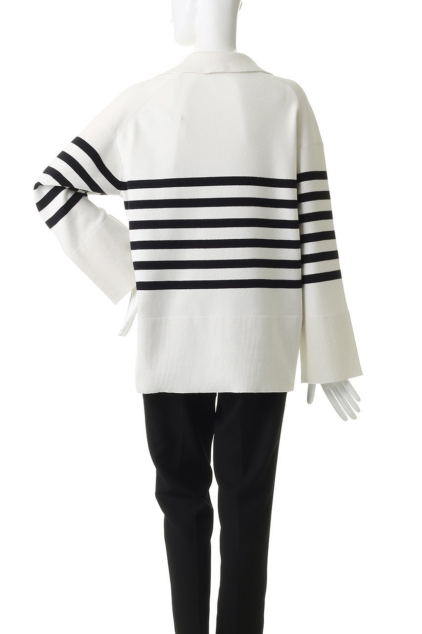 【アンクレイヴ/uncrave】のスウェットライクニット スキッパートップス 人気、トレンドファッション・服の通販 founy(ファニー) 　ファッション　Fashion　レディースファッション　Fashion for Women　トップス・カットソー　Cut & Sew Tops　ニット　Knit Tops & Sweaters　シャツ・ブラウス・オフィスカジュアル　Elegant Blouses & Button-Ups　レディースパーカー・カジュアルフーディー　Casual Hoodies & Sweatshirts　ロングTシャツ・Tシャツ　Longline T-Shirts & Tees　スウェット・クルーネックトップス　Sweatshirts & Crewnecks / Relaxed Fit Sweat Tops　カットソー・ベーシックTシャツ　Cut-and-Sewn Tops / Stretch Tees & Basics　スキッパー　Skipper, Open Collar　スリーブ　Sleeve, Long Sleeve / Short Sleeve　バランス　Balance, Style Balance　パターン　Pattern, Design Print　ボーダー　Border, Stripe　ミドル　Middle Length, Mid Height　ロング　Long, Long-Length　無地　Plain, Solid Color　other-4|ID: prp329100004902290 ipo3291000000036712675