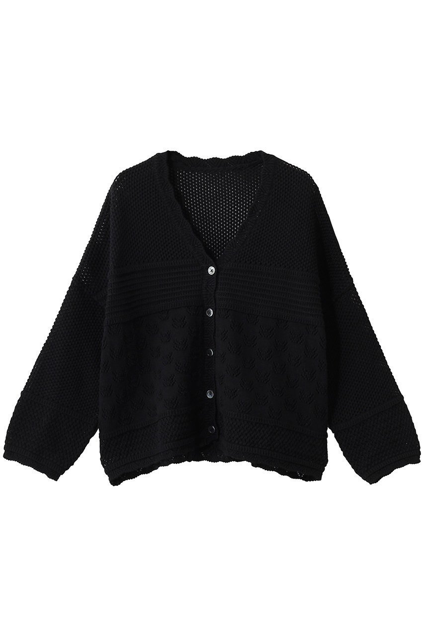 【ナナデコール/nanadecor】のコットンパターンワイドカーディガン インテリア・キッズ・メンズ・レディースファッション・服の通販 founy(ファニー) 　ファッション　Fashion　レディースファッション　Fashion for Women　トップス・カットソー　Cut & Sew Tops　カーディガン・羽織り　Layered Style Cardigans　シャツ・ブラウス・オフィスカジュアル　Elegant Blouses & Button-Ups　ロングTシャツ・Tシャツ　Longline T-Shirts & Tees　カットソー・ベーシックTシャツ　Cut-and-Sewn Tops / Stretch Tees & Basics　おすすめ　Recommended / Our Picks　カーディガン　Cardigan, Knitwear　ショルダー　Shoulder, Shoulder Strap　ドロップ　Drop Shoulder, Dropped Style　ワイド　Wide, Wide Fit　エレガント 上品　Elegant　夏　Summer　春　Spring　S/S・春夏　SS, Spring/Summer, Warm Season　ブラック|ID: prp329100004902293 ipo3291000000036686878