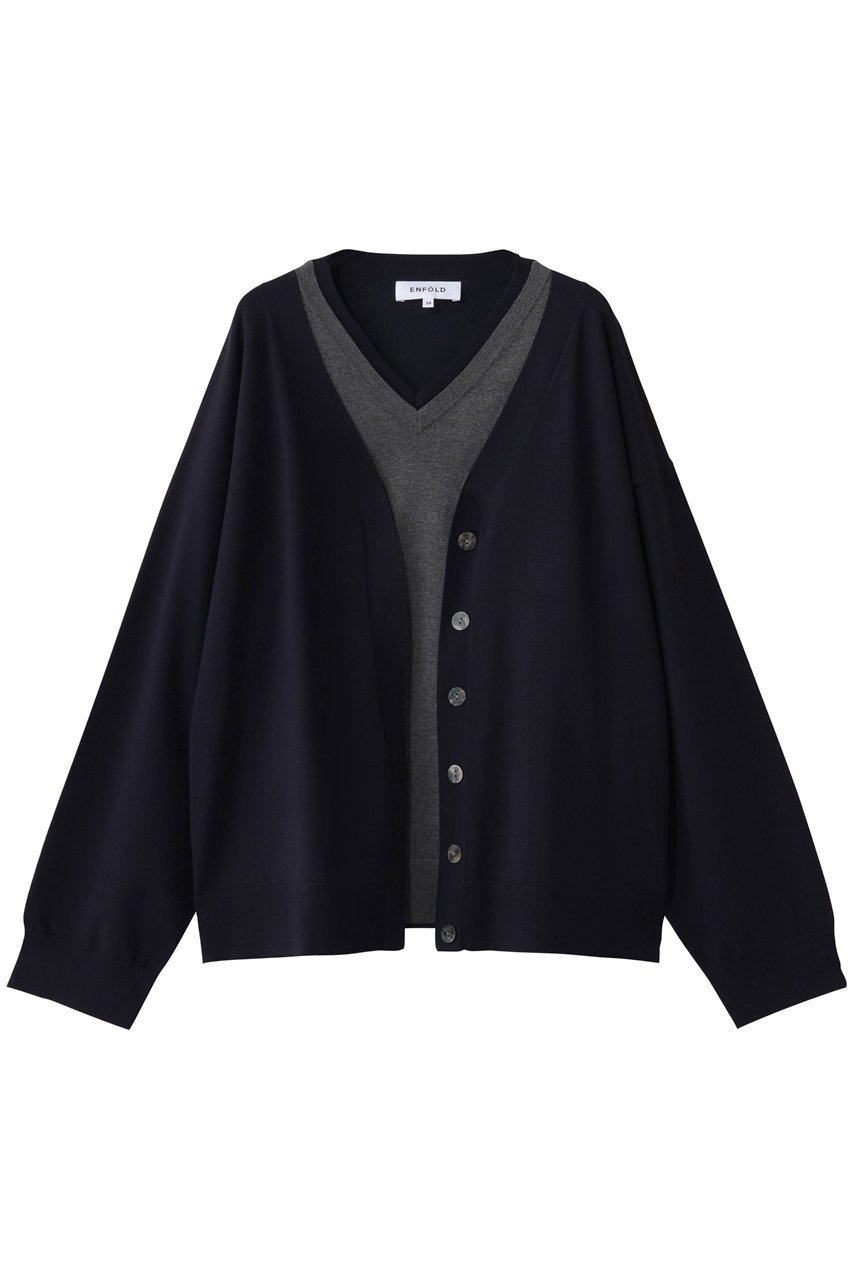 【エンフォルド/ENFOLD】のCLASSIC LAYERED PULLOVER インテリア・キッズ・メンズ・レディースファッション・服の通販 founy(ファニー) 　ファッション　Fashion　レディースファッション　Fashion for Women　トップス・カットソー　Cut & Sew Tops　シャツ・ブラウス・オフィスカジュアル　Elegant Blouses & Button-Ups　ロングTシャツ・Tシャツ　Longline T-Shirts & Tees　カジュアルプルオーバー・ニットトップス　Pullovers & Knit Tops / Casual Pullovers　カットソー・ベーシックTシャツ　Cut-and-Sewn Tops / Stretch Tees & Basics　おすすめ　Recommended / Our Picks　カーディガン　Cardigan, Knitwear　ストレッチ　Stretch, Stretchy Fabric　スリット　Slit, Slit Detail　スリーブ　Sleeve, Long Sleeve / Short Sleeve　ドッキング　Docking, Mixed Material　フィット　Fit, Slim Fit　ベーシック　Basic, Essential　ロング　Long, Long-Length　エレガント 上品　Elegant　ダークネイビー|ID: prp329100004902305 ipo3291000000036686986