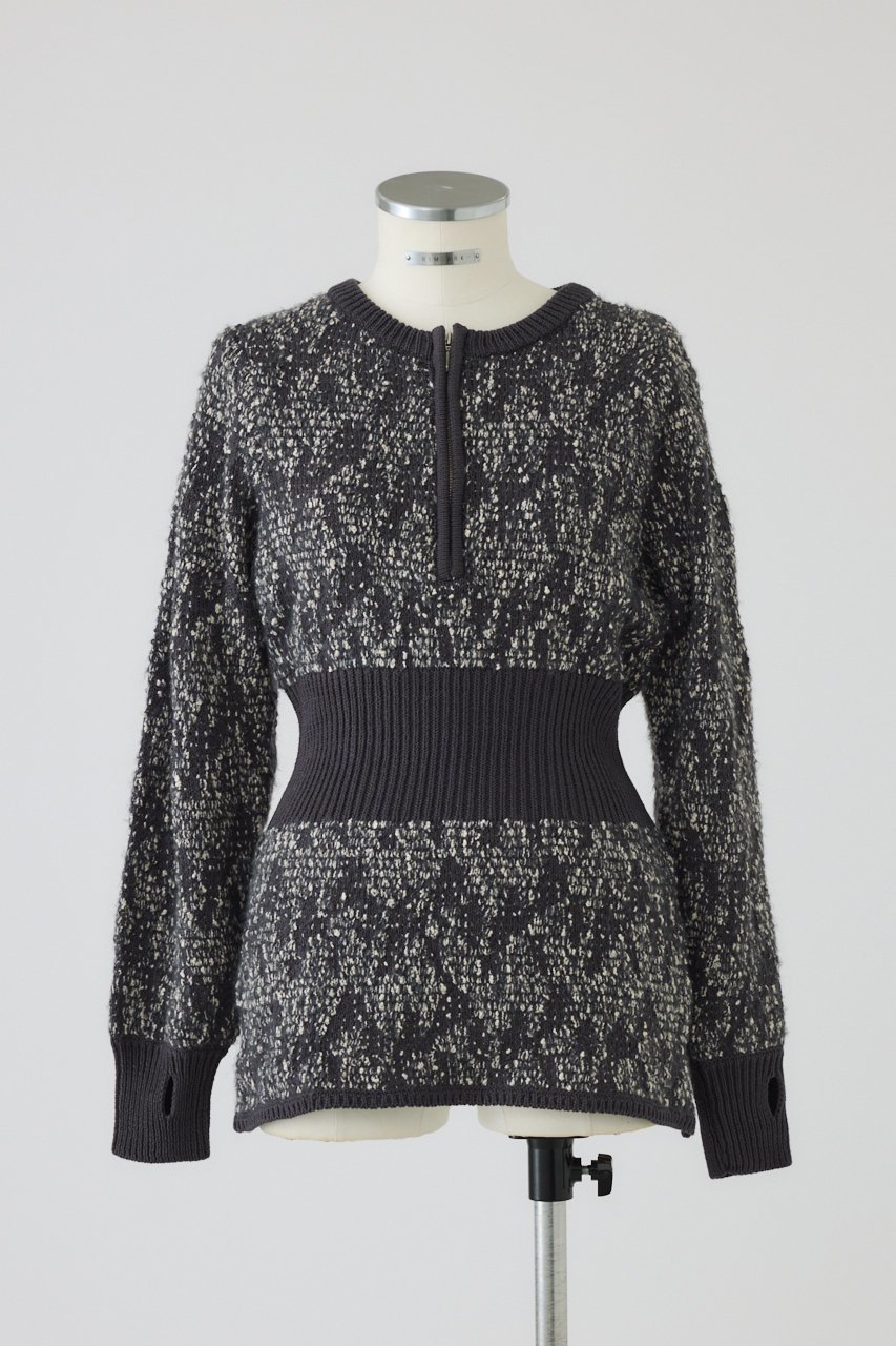 【リムアーク/RIM.ARK】のWaist switching knit tops/ニット インテリア・キッズ・メンズ・レディースファッション・服の通販 founy(ファニー) 　ファッション　Fashion　レディースファッション　Fashion for Women　トップス・カットソー　Cut & Sew Tops　ニット　Knit Tops & Sweaters　カジュアルプルオーバー・ニットトップス　Pullovers & Knit Tops / Casual Pullovers　ジャカード／ジャガード　Jacquard, Woven Pattern　フロント　Front, Front Design　グレー|ID: prp329100004902315 ipo3291000000036687097