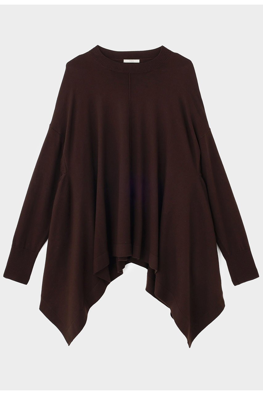 【ル フィル/LE PHIL】のウールハイゲージケープニット インテリア・キッズ・メンズ・レディースファッション・服の通販 founy(ファニー) 　ファッション　Fashion　レディースファッション　Fashion for Women　トップス・カットソー　Cut & Sew Tops　ニット　Knit Tops & Sweaters　カジュアルプルオーバー・ニットトップス　Pullovers & Knit Tops / Casual Pullovers　ショルダー　Shoulder, Shoulder Strap　シンプル　Simple, Minimal　スタンダード　Standard, Basic　ドレープ　Drape, Draping Fabric　ドロップ　Drop Shoulder, Dropped Style　パターン　Pattern, Design Print　リラックス　Relax, Relaxed Fit　ブラウン|ID: prp329100004902345 ipo3291000000036687384