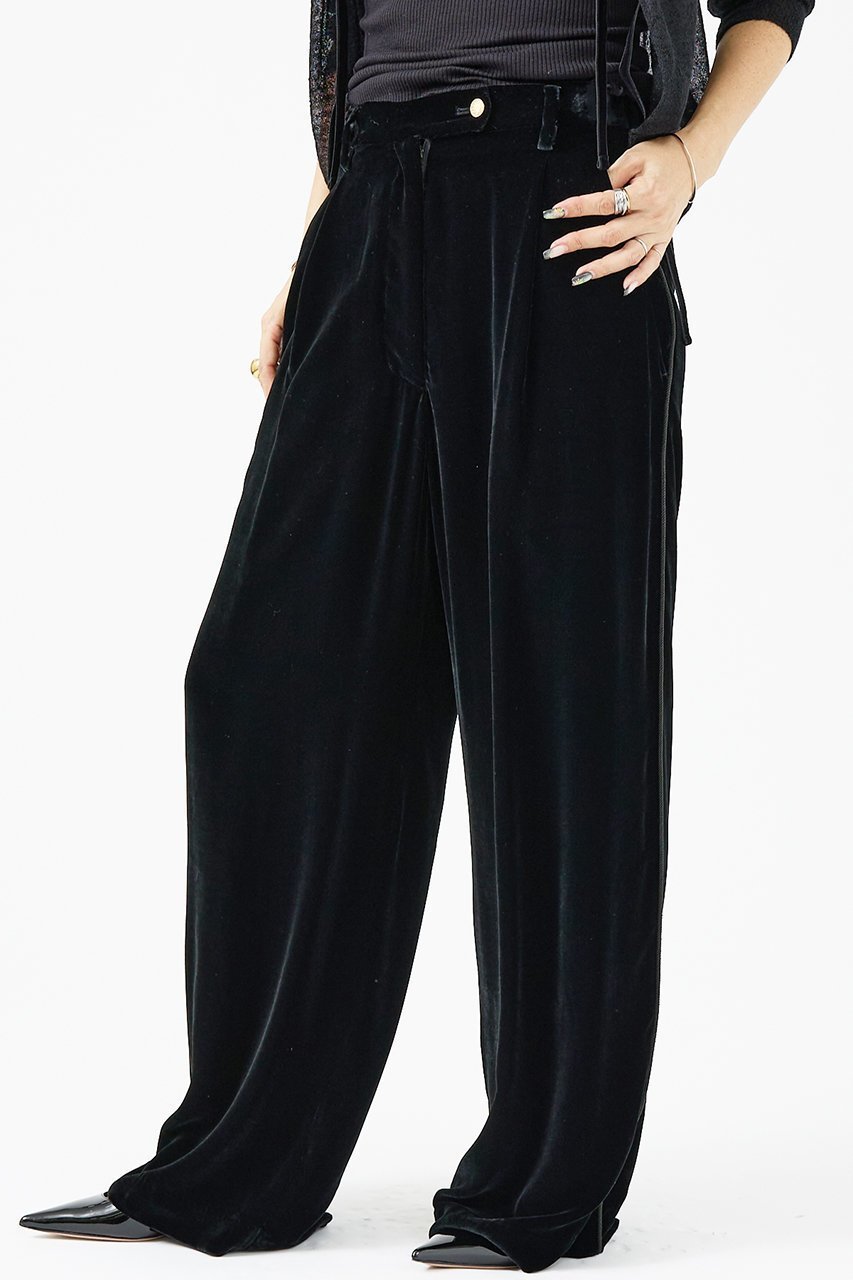 【デザイン ワークス/DESIGN WORKS】の【BEAUVET】シルク混ベロアパンツ インテリア・キッズ・メンズ・レディースファッション・服の通販 founy(ファニー) ファッション Fashion レディースファッション Fashion for Women パンツ Pants & Trousers シルク Silk, 100% Silk シンプル Simple, Minimal ジャケット Jacket, Outerwear フランス France, French ブレード Braid, Decorative Trim ベロア Velour, Soft Velvet リュクス Luxury, Elegant, High-End, Chic リラックス Relax, Relaxed Fit ブラック|ID: prp329100004902373 ipo3291000000036687636
