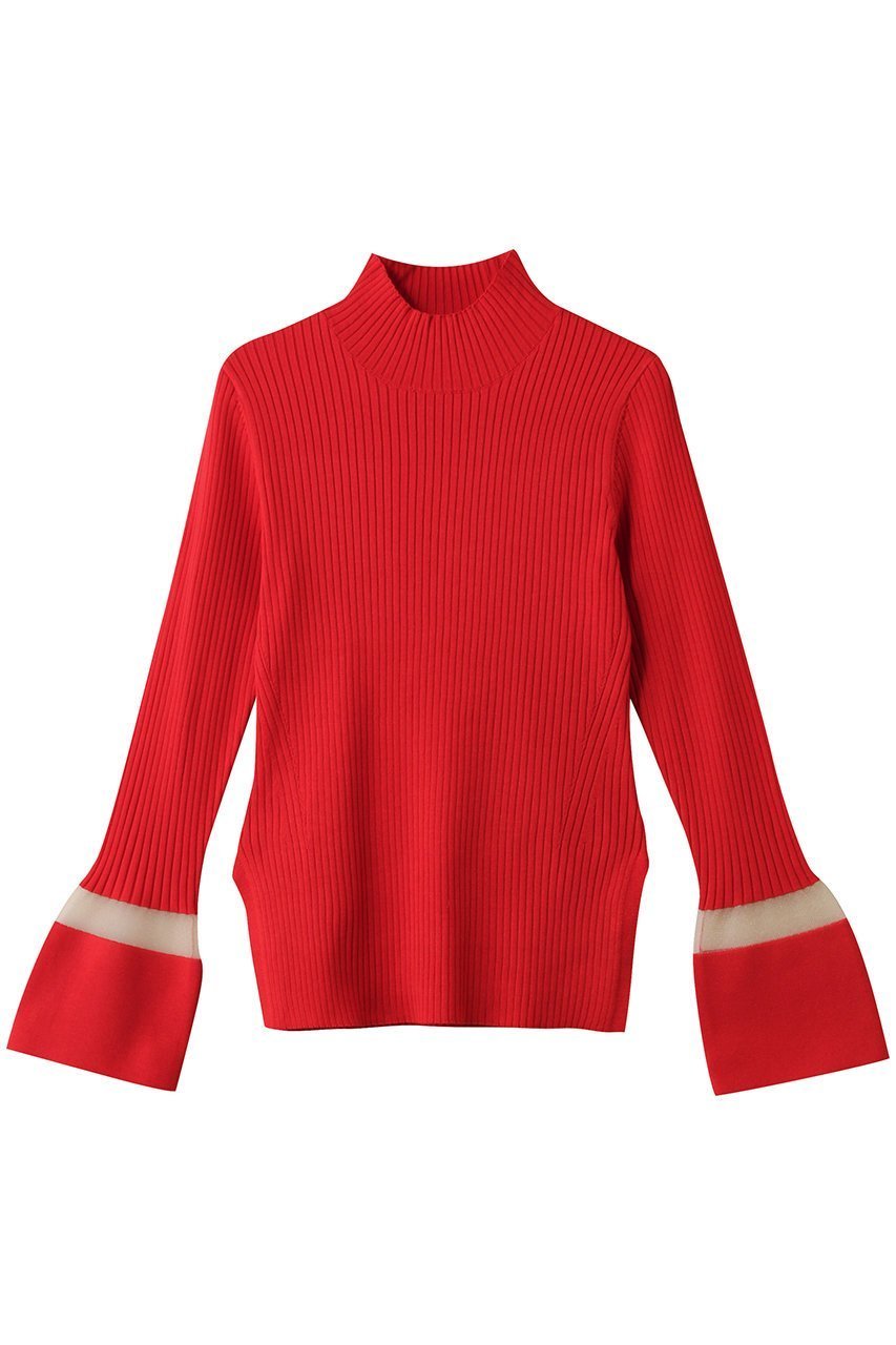 【ランバン オン ブルー/LANVIN en Bleu】のシアーポイントカフスリブニット 人気、トレンドファッション・服の通販 founy(ファニー) 　ファッション　Fashion　レディースファッション　Fashion for Women　トップス・カットソー　Cut & Sew Tops　ニット　Knit Tops & Sweaters　カジュアルプルオーバー・ニットトップス　Pullovers & Knit Tops / Casual Pullovers　インナー　Innerwear　カフス　Cuff Design　シアー　Sheer, See-Through　シンプル　Simple, Minimal　スリット　Slit, Slit Detail　フレア　Flare, Flared　リブニット　Rib Knit, Ribbed Knit　エレガント 上品　Elegant　 other-1|ID: prp329100004902376 ipo3291000000036687670