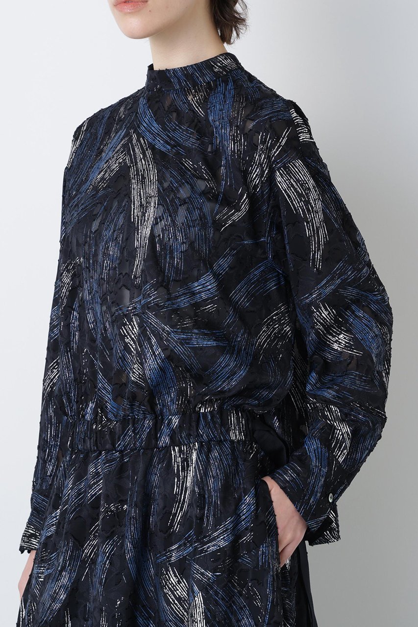 【ヒューエルミュージアム/hueLe Museum】の【hLM】シアージャガードワンピース 人気、トレンドファッション・服の通販 founy(ファニー) 　ファッション　Fashion　レディースファッション　Fashion for Women　ワンピース　Dresses　チュニック　Tunic Tops & Dresses　シアー　Sheer, See-Through　シルク　Silk, 100% Silk　ジャカード／ジャガード　Jacquard, Woven Pattern　セットアップ　Set-Up, Coordinated Outfit　チュニック　Tunic, Long Top　ドレス　Dress, One-Piece　プリント　Print, Printed Pattern　ロング　Long, Long-Length　ヴィンテージ　Vintage Style　エレガント 上品　Elegant　other-6|ID: prp329100004902387 ipo3291000000036687808