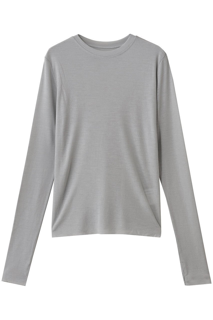 【スタニングルアー/STUNNING LURE】のピュアウールロンT インテリア・キッズ・メンズ・レディースファッション・服の通販 founy(ファニー) 　ファッション　Fashion　レディースファッション　Fashion for Women　トップス・カットソー　Cut & Sew Tops　シャツ・ブラウス・オフィスカジュアル　Elegant Blouses & Button-Ups　ロングTシャツ・Tシャツ　Longline T-Shirts & Tees　カットソー・ベーシックTシャツ　Cut-and-Sewn Tops / Stretch Tees & Basics　インナー　Innerwear　コンパクト　Compact, Small Size　シンプル　Simple, Minimal　スリーブ　Sleeve, Long Sleeve / Short Sleeve　ベーシック　Basic, Essential　ロング　Long, Long-Length　定番　Standard, Basic Item　ライトグレー|ID: prp329100004902396 ipo3291000000036687902