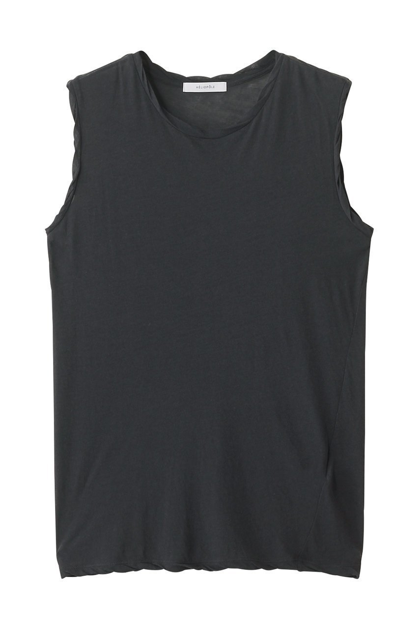 【エリオポール/heliopole】のシアーコットンスリーブレスTシャツ インテリア・キッズ・メンズ・レディースファッション・服の通販 founy(ファニー) 　ファッション　Fashion　レディースファッション　Fashion for Women　トップス・カットソー　Cut & Sew Tops　キャミソール&ノースリーブ　Camisoles & Sleeveless Tops　シャツ・ブラウス・オフィスカジュアル　Elegant Blouses & Button-Ups　ロングTシャツ・Tシャツ　Longline T-Shirts & Tees　カットソー・ベーシックTシャツ　Cut-and-Sewn Tops / Stretch Tees & Basics　インナー　Innerwear　キャミソール　Camisole, Spaghetti Strap Top　シンプル　Simple, Minimal　スリーブ　Sleeve, Long Sleeve / Short Sleeve　タンク　Tank Top, Sleeveless Top　トレンド　Trend, Trending Now　チャコールグレー|ID: prp329100004902490 ipo3291000000036688997