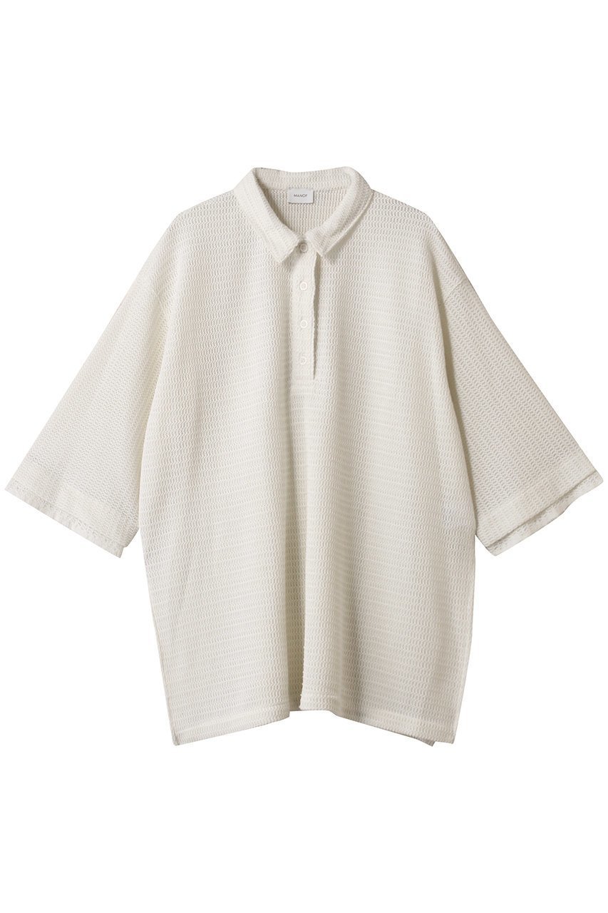 【マノフ/MANOF】のMESH POLO SHIRTS Tシャツ・カットソー インテリア・キッズ・メンズ・レディースファッション・服の通販 founy(ファニー) 　ファッション　Fashion　レディースファッション　Fashion for Women　トップス・カットソー　Cut & Sew Tops　シャツ・ブラウス・オフィスカジュアル　Elegant Blouses & Button-Ups　ロングTシャツ・Tシャツ　Longline T-Shirts & Tees　ポロシャツ・きれいめカジュアル　Smart-Casual Polo Tops　カットソー・ベーシックTシャツ　Cut-and-Sewn Tops / Stretch Tees & Basics　おすすめ　Recommended / Our Picks　カットソー　Cut and Sewn Top　ショート　Short, Short Length　スリット　Slit, Slit Detail　スリーブ　Sleeve, Long Sleeve / Short Sleeve　フォルム　Silhouette, Form　メッシュ　Mesh, Net Fabric　ワイド　Wide, Wide Fit　夏　Summer　WHITE|ID: prp329100004902495 ipo3291000000036689056
