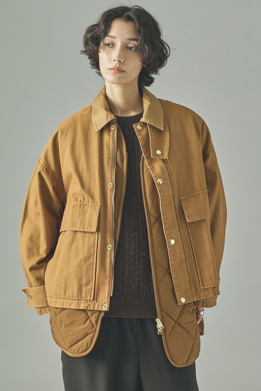 【カレンソロジー/Curensology】のコットンワークブルゾン インテリア・キッズ・メンズ・レディースファッション・服の通販 founy(ファニー) 　ファッション　Fashion　レディースファッション　Fashion for Women　アウター　Coat / Outerwear Collection　レディースジャケット・軽アウター　Jackets　ブルゾンジャケット・スポーティアウター　Blouson Jackets　インナー　Innerwear　キルティング　Quilted, Quilting　サテン　Satin, Glossy Fabric　ショート　Short, Short Length　ジャケット　Jacket, Outerwear　バランス　Balance, Style Balance　フロント　Front, Front Design　ブルゾン　Blouson, Bomber Jacket　ベスト　Vest, Waistcoat　ポケット　Pocket, Pocket Detail　ワーク　Workwear, Utility Style　ヴィンテージ　Vintage Style　キャメル|ID: prp329100004902501 ipo3291000000036689121