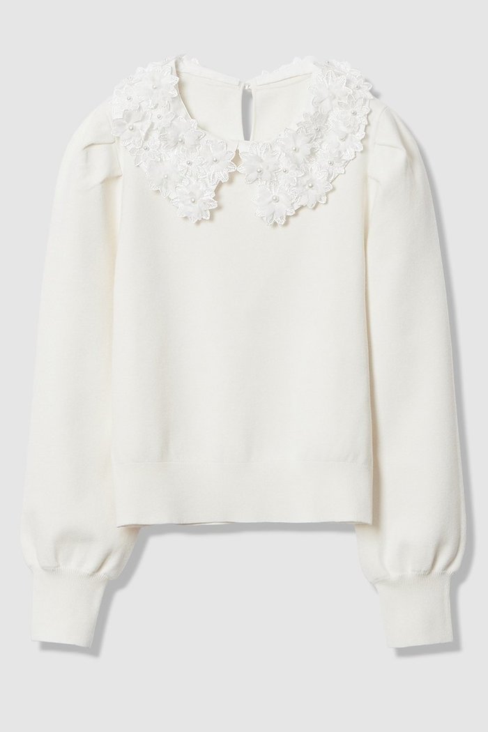 【アルアバイル/allureville】の【LOULOU WILLOUGHBY】フラワー衿付プルオーバー インテリア・キッズ・メンズ・レディースファッション・服の通販 founy(ファウニー) https://founy.com/ ファッション Fashion レディースファッション Fashion for Women トップス・カットソー Cut & Sew Tops ニット Knit Tops & Sweaters カジュアルプルオーバー・ニットトップス Pullovers & Knit Tops / Casual Pullovers シンプル Simple, Minimal パール Pearl, Pearl Accent フラワー Flower, Floral モチーフ Motif, Design Theme |ID: prp329100004902559 ipo3291000000036689698