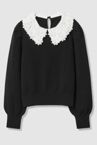 【アルアバイル/allureville】の【LOULOU WILLOUGHBY】フラワー衿付プルオーバー ブラック|ID: prp329100004902559 ipo3291000000036689700