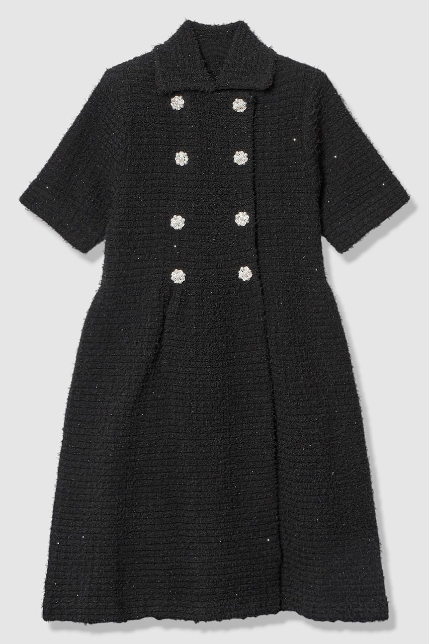 【アルアバイル/allureville】の【LOULOU WILLOUGHBY】ニットツィードワンピース インテリア・キッズ・メンズ・レディースファッション・服の通販 founy(ファウニー) 　ファッション　Fashion　レディースファッション　Fashion for Women　ワンピース　Dresses　チュニック　Tunic Tops & Dresses　シルバー　Silver, Metallic Silver　スパンコール　Sequins, Sequin Embellishment　チュニック　Tunic, Long Top　ツイード　Twill, Twill Weave　ロング　Long, Long-Length　エレガント 上品　Elegant　ブラック|ID: prp329100004902561 ipo3291000000036689719