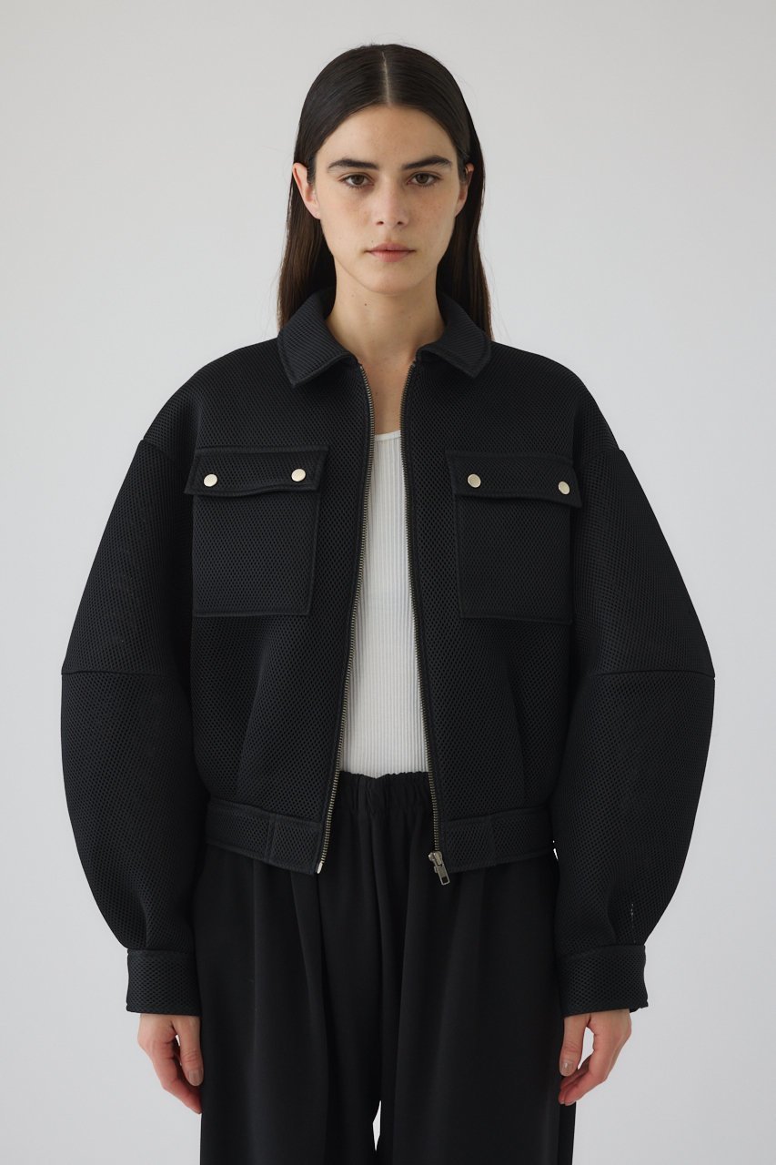 【リムアーク/RIM.ARK】のSponge fabric bomber blouson/ブルゾン インテリア・キッズ・メンズ・レディースファッション・服の通販 founy(ファニー) 　ファッション　Fashion　レディースファッション　Fashion for Women　アウター　Coat / Outerwear Collection　レディースジャケット・軽アウター　Jackets　ブルゾンジャケット・スポーティアウター　Blouson Jackets　クロップド　Cropped, Short Length　コンパクト　Compact, Small Size　シンプル　Simple, Minimal　ジャケット　Jacket, Outerwear　スリーブ　Sleeve, Long Sleeve / Short Sleeve　バランス　Balance, Style Balance　フォルム　Silhouette, Form　ブルゾン　Blouson, Bomber Jacket　再入荷　Restock / Back in Stock　ブラック|ID: prp329100004902580 ipo3291000000036689944