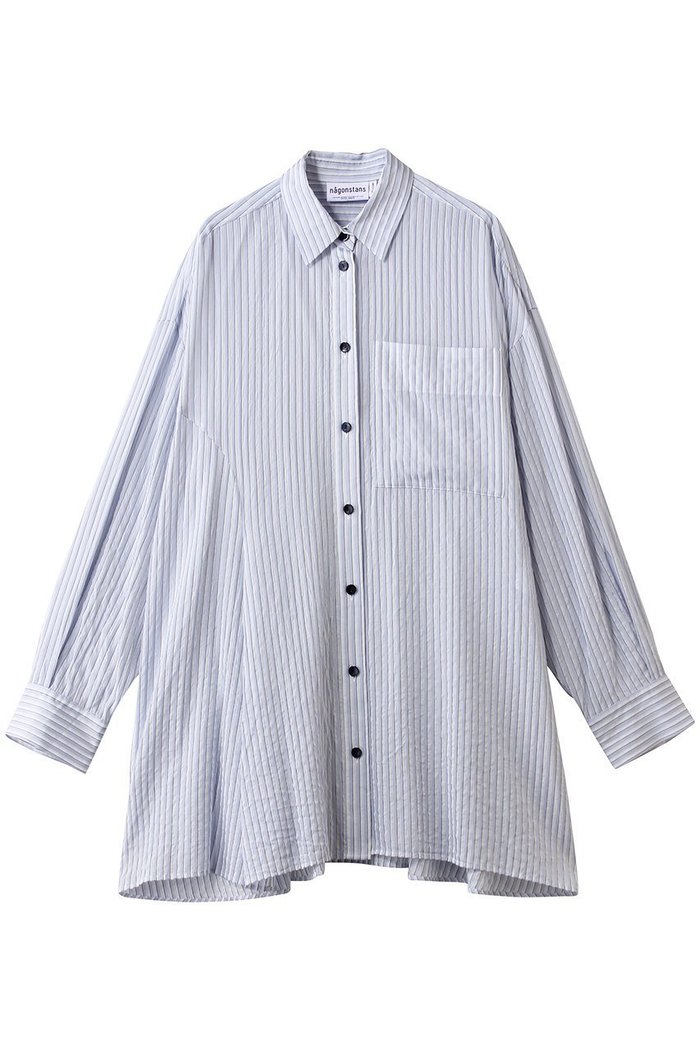 【ナゴンスタンス/nagonstans】のover flare shirt インテリア・キッズ・メンズ・レディースファッション・服の通販 founy(ファニー) https://founy.com/ ファッション Fashion レディースファッション Fashion for Women トップス・カットソー Cut & Sew Tops シャツ・ブラウス・オフィスカジュアル Elegant Blouses & Button-Ups アシンメトリー Asymmetrical Style ストライプ Stripe, Striped Pattern スリーブ Sleeve, Long Sleeve / Short Sleeve フォルム Silhouette, Form フレア Flare, Flared ロング Long, Long-Length |ID: prp329100004902581 ipo3291000000036689953