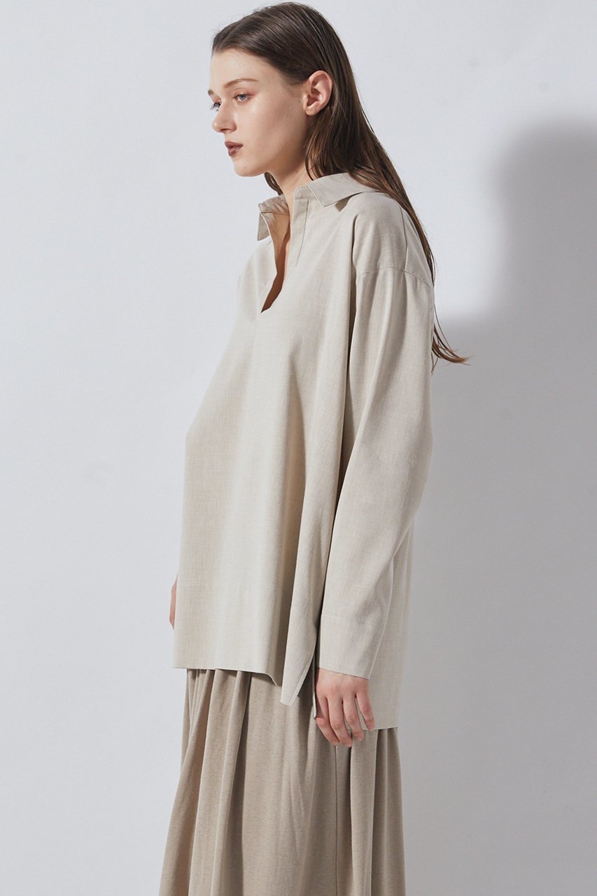 【フローレント/FLORENT】のデニムシャンブレー スキッパー ブラウス 人気、トレンドファッション・服の通販 founy(ファニー) 　ファッション　Fashion　レディースファッション　Fashion for Women　トップス・カットソー　Cut & Sew Tops　シャツ・ブラウス・オフィスカジュアル　Elegant Blouses & Button-Ups　エレガント 上品　Elegant　シャンブレー　Chambray, Denim-Like Fabric　スキッパー　Skipper, Open Collar　スリーブ　Sleeve, Long Sleeve / Short Sleeve　デニム　Denim, Jeans Material　ロング　Long, Long-Length　夏　Summer　新作・新入荷　New Arrivals / New In　春　Spring　S/S・春夏　SS, Spring/Summer, Warm Season　other-7|ID: prp329100004902595 ipo3291000000036690131