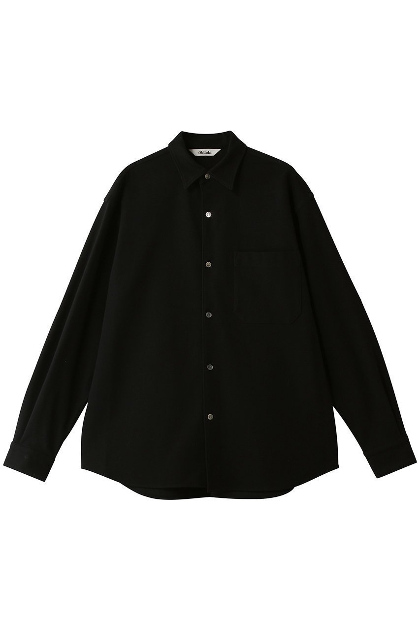 【オブラダ/Oblada】のジャージーオーセンティックシャツ インテリア・キッズ・メンズ・レディースファッション・服の通販 founy(ファニー) 　ファッション　Fashion　レディースファッション　Fashion for Women　トップス・カットソー　Cut & Sew Tops　シャツ・ブラウス・オフィスカジュアル　Elegant Blouses & Button-Ups　シンプル　Simple, Minimal　スリーブ　Sleeve, Long Sleeve / Short Sleeve　ロング　Long, Long-Length　エレガント 上品　Elegant　ブラック|ID: prp329100004902596 ipo3291000000036690143