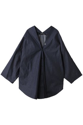 【ミズイロ インド/mizuiro ind】のV neck denim shirt シャツ 大人の最旬トレンドファッション＆コーディネート founy(ファウニー) ファッション Fashion レディースファッション Fashion for Women トップス・カットソー Cut & Sew Tops シャツ・ブラウス・オフィスカジュアル Elegant Blouses & Button-Ups スリーブ Sleeve, Long Sleeve / Short Sleeve デニム Denim, Jeans Material ドレープ Drape, Draping Fabric ロング Long, Long-Length エレガント 上品 Elegant 再入荷 Restock / Back in Stock |ID:prp329100004902620