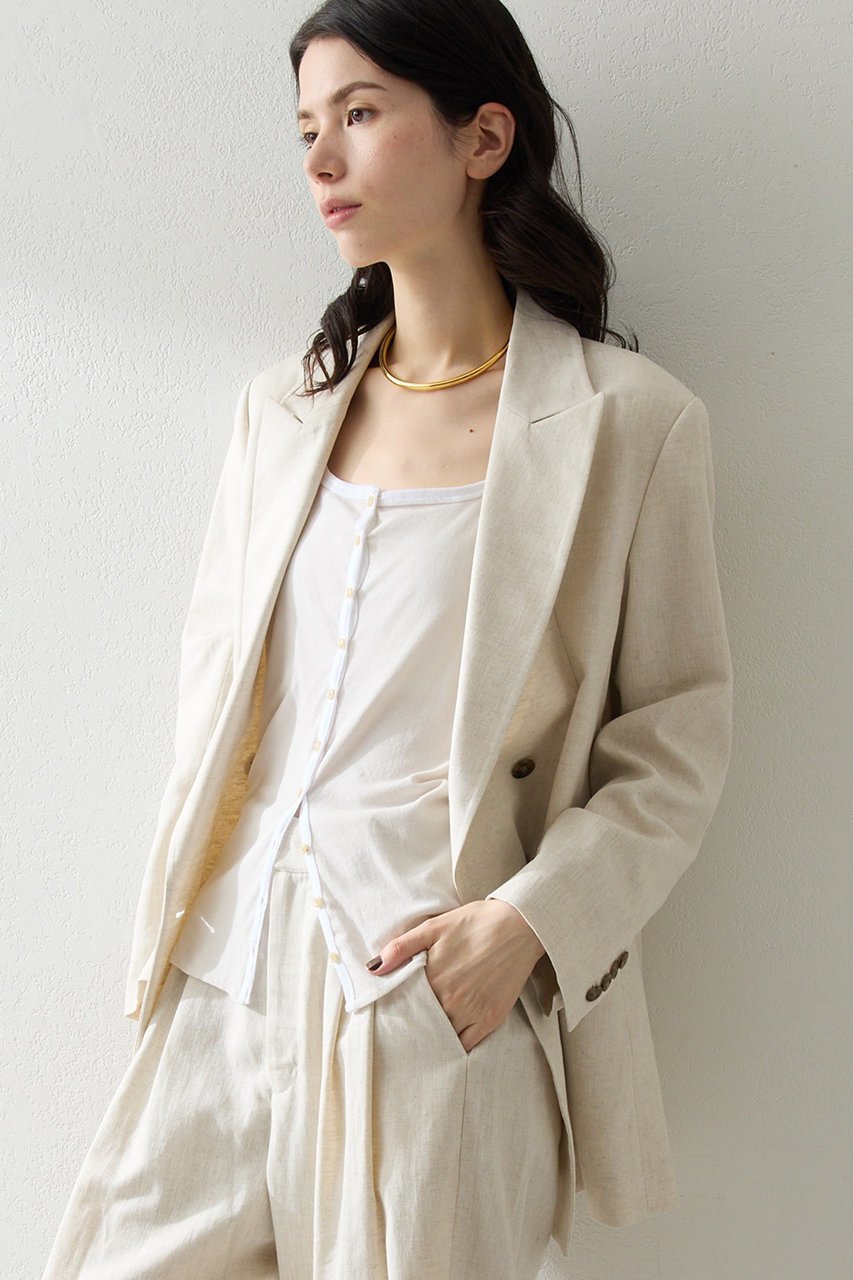 【ウィムガゼット/Whim Gazette】の【THE PAUSE】コットンリネンダブルジャケット インテリア・キッズ・メンズ・レディースファッション・服の通販 founy(ファニー) 　ファッション　Fashion　レディースファッション　Fashion for Women　アウター　Coat / Outerwear Collection　レディースジャケット・軽アウター　Jackets　おすすめ　Recommended / Our Picks　ジャケット　Jacket, Outerwear　スタイリッシュ　Stylish, Fashionable　セットアップ　Set-Up, Coordinated Outfit　ダブル　Double, Double-Breasted　ボックス　Boxy, Box Shape　夏　Summer　定番　Standard, Basic Item　春　Spring　S/S・春夏　SS, Spring/Summer, Warm Season　ベージュ|ID: prp329100004902639 ipo3291000000036690611