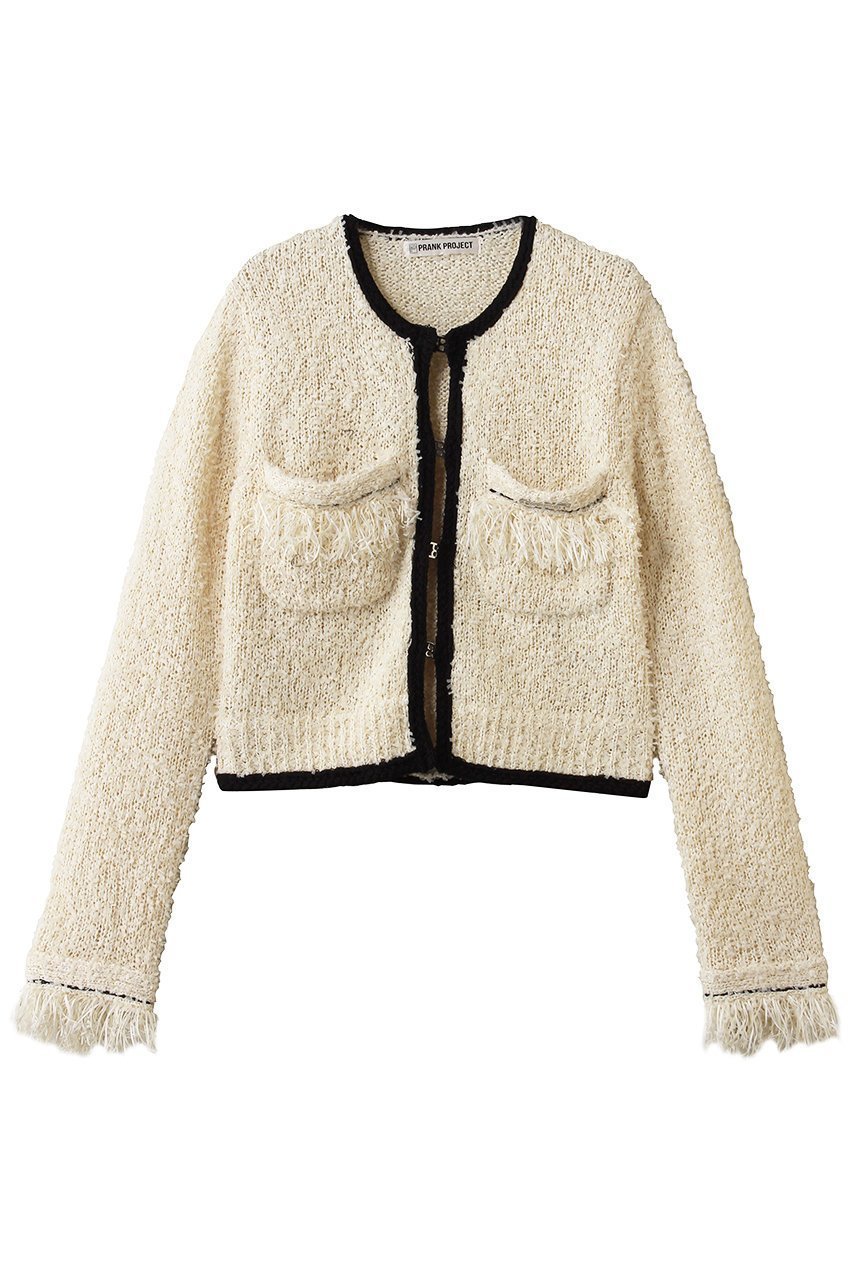 【プランク プロジェクト/PRANK PROJECT】のフロントチャームニットジャケット インテリア・キッズ・メンズ・レディースファッション・服の通販 founy(ファニー) 　ファッション　Fashion　レディースファッション　Fashion for Women　アウター　Coat / Outerwear Collection　レディースジャケット・軽アウター　Jackets　コンパクト　Compact, Small Size　ジャケット　Jacket, Outerwear　デニム　Denim, Jeans Material　ハーフ　Half, Half-Length　フロント　Front, Front Design　エレガント 上品　Elegant　WHT(ホワイト)|ID: prp329100004902641 ipo3291000000036690655