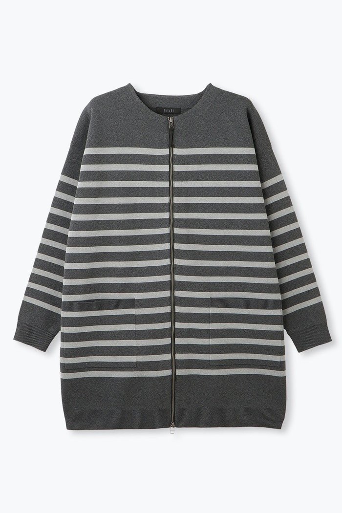 【レリル/lelill】のハイテクニット/ボーダーZIPコート インテリア・キッズ・メンズ・レディースファッション・服の通販 founy(ファニー) https://founy.com/ ファッション Fashion レディースファッション Fashion for Women カーディガン Cardigan, Knitwear ダブル Double, Double-Breasted ボーダー Border, Stripe 冬 Winter / This Winter |ID: prp329100004902643 ipo3291000000036690669