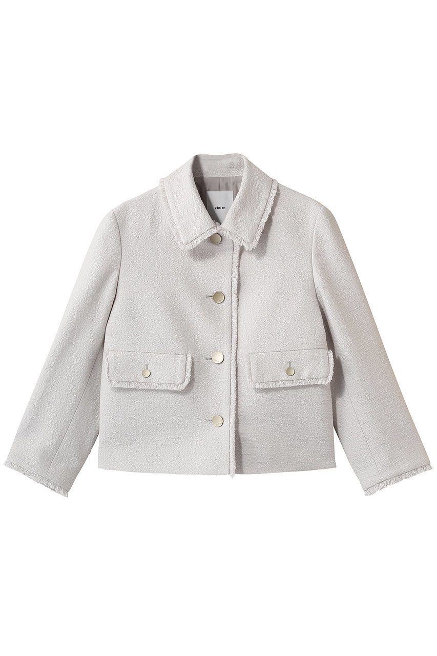【エブール/ebure】のブークレツイード コンパクトジャケット インテリア・キッズ・メンズ・レディースファッション・服の通販 founy(ファニー) 　ファッション　Fashion　レディースファッション　Fashion for Women　アウター　Coat / Outerwear Collection　レディースジャケット・軽アウター　Jackets　おすすめ　Recommended / Our Picks　コンパクト　Compact, Small Size　ショート　Short, Short Length　ジャカード／ジャガード　Jacquard, Woven Pattern　ジャケット　Jacket, Outerwear　セットアップ　Set-Up, Coordinated Outfit　ツイード　Twill, Twill Weave　デニム　Denim, Jeans Material　バランス　Balance, Style Balance　アイボリー|ID: prp329100004902682 ipo3291000000036691015