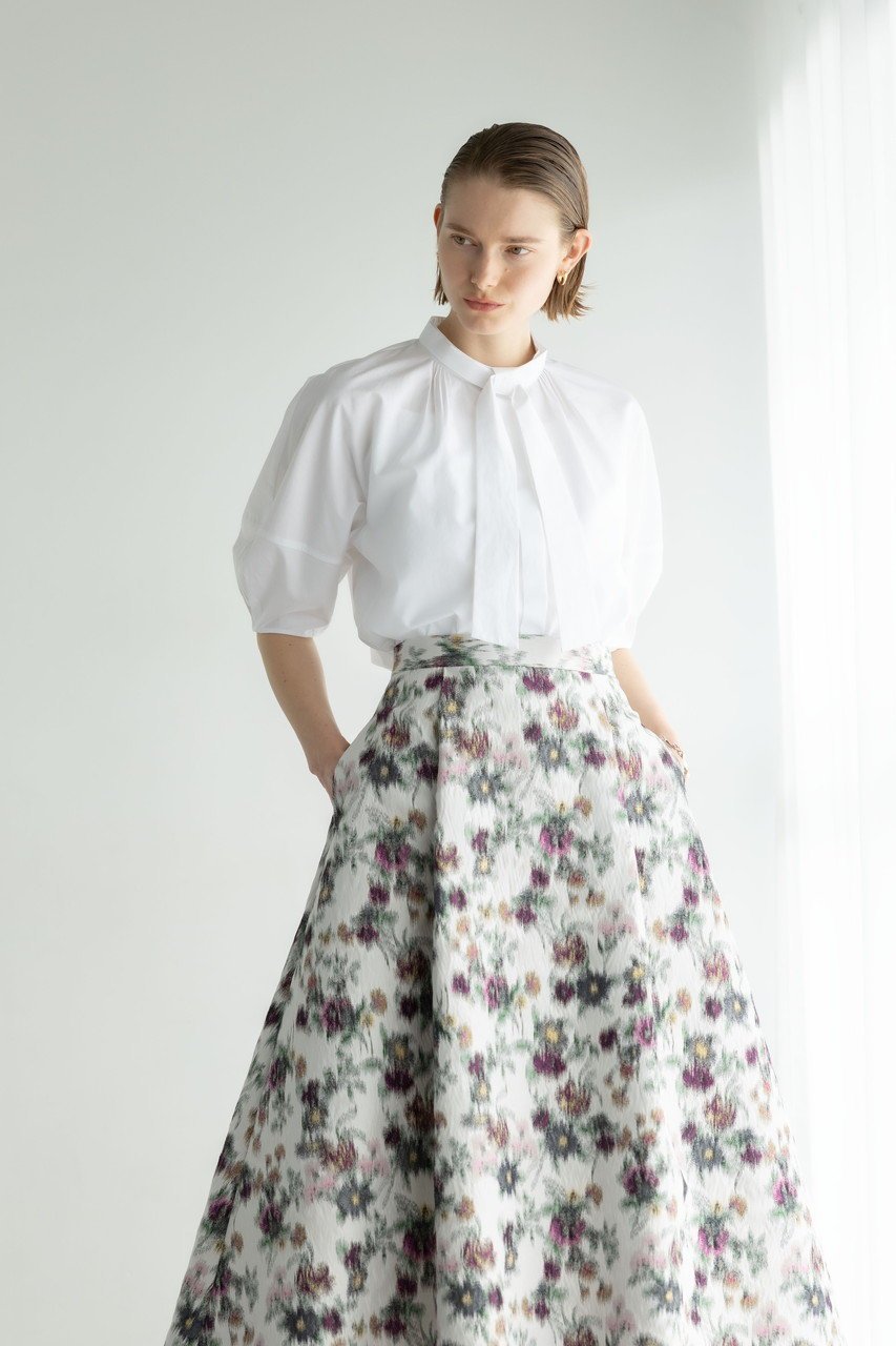 【エブール/ebure】のフェードフラワージャカード トラペーズスカート 人気、トレンドファッション・服の通販 founy(ファニー) 　ファッション　Fashion　レディースファッション　Fashion for Women　スカート　Skirts　ジャカード／ジャガード　Jacquard, Woven Pattern　プリーツ　Pleats, Pleated　other-6|ID: prp329100004902685 ipo3291000000036691045