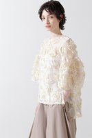【ヒューエルミュージアム/hueLe Museum】の【hLM】シアーカットジャガードブラウス 人気、トレンドファッション・服の通販 founy(ファニー) ファッション Fashion レディースファッション Fashion for Women トップス・カットソー Cut & Sew Tops シャツ・ブラウス・オフィスカジュアル Elegant Blouses & Button-Ups エレガント 上品 Elegant オーガンジー Organza Fabric ショート Short, Short Length シンプル Simple, Minimal スリーブ Sleeve, Long Sleeve / Short Sleeve モチーフ Motif, Design Theme リボン Ribbon, Bow |ID:prp329100004902753