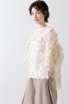 【ヒューエルミュージアム/hueLe Museum】の【hLM】シアーカットジャガードブラウス 人気、トレンドファッション・服の通販 founy(ファニー) ファッション Fashion レディースファッション Fashion for Women トップス・カットソー Cut & Sew Tops シャツ・ブラウス・オフィスカジュアル Elegant Blouses & Button-Ups エレガント 上品 Elegant オーガンジー Organza Fabric ショート Short, Short Length シンプル Simple, Minimal スリーブ Sleeve, Long Sleeve / Short Sleeve モチーフ Motif, Design Theme リボン Ribbon, Bow thumbnail ベージュ|ID: prp329100004902753 ipo3291000000036691629