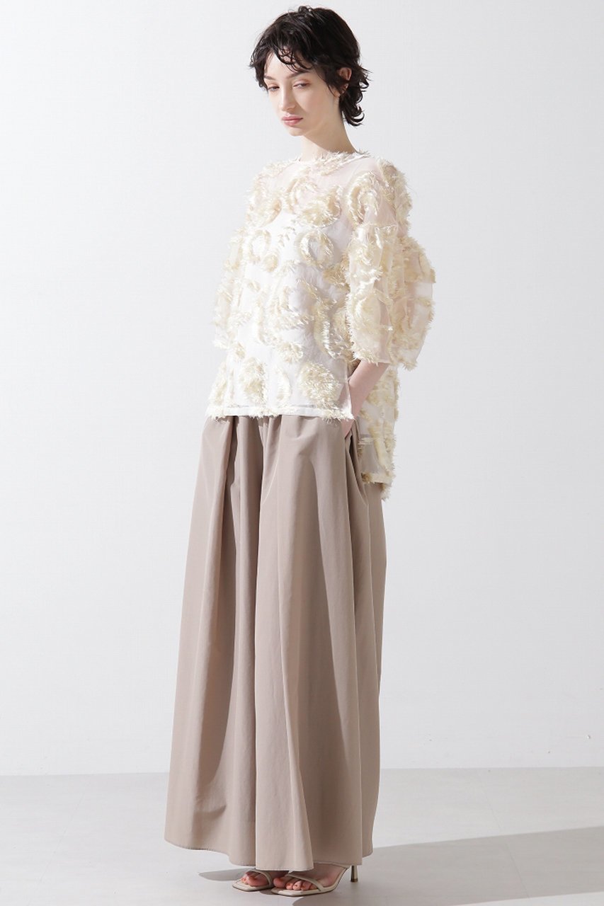 【ヒューエルミュージアム/hueLe Museum】の【hLM】シアーカットジャガードブラウス 人気、トレンドファッション・服の通販 founy(ファニー) ファッション Fashion レディースファッション Fashion for Women トップス・カットソー Cut & Sew Tops シャツ・ブラウス・オフィスカジュアル Elegant Blouses & Button-Ups エレガント 上品 Elegant オーガンジー Organza Fabric ショート Short, Short Length シンプル Simple, Minimal スリーブ Sleeve, Long Sleeve / Short Sleeve モチーフ Motif, Design Theme リボン Ribbon, Bow other-5|ID: prp329100004902753 ipo3291000000036691634