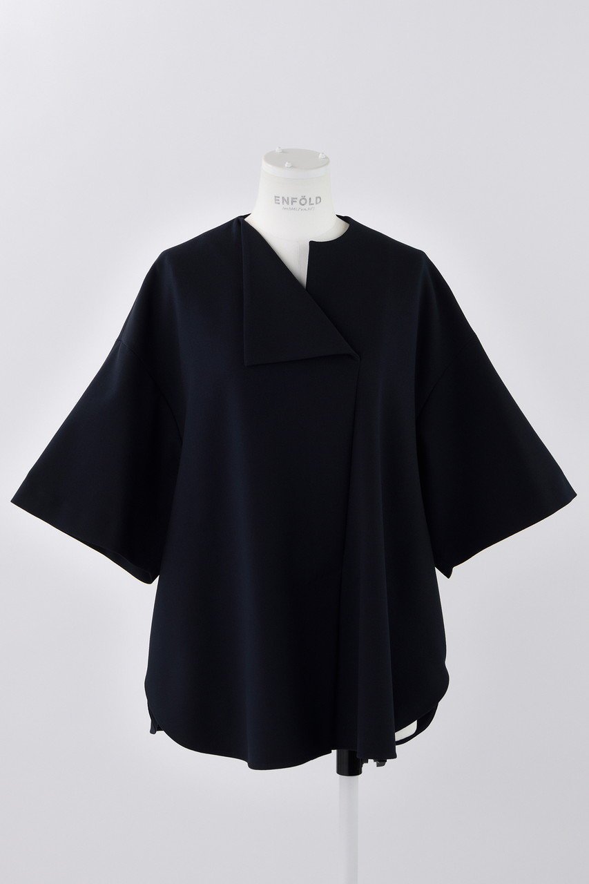 【エンフォルド/ENFOLD】のダブルクロス サークル P.O/プルオーバー インテリア・キッズ・メンズ・レディースファッション・服の通販 founy(ファニー) ファッション Fashion レディースファッション Fashion for Women トップス・カットソー Cut & Sew Tops シャツ・ブラウス・オフィスカジュアル Elegant Blouses & Button-Ups カジュアルプルオーバー・ニットトップス Pullovers & Knit Tops / Casual Pullovers サークル Circle, Round Design ショート Short, Short Length シンプル Simple, Minimal スリーブ Sleeve, Long Sleeve / Short Sleeve ダブル Double, Double-Breasted ダークネイビー|ID: prp329100004902756 ipo3291000000036691654