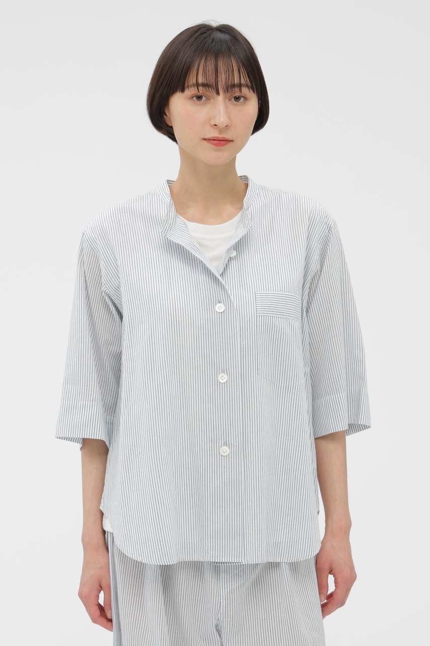 【マーガレットハウエル/MARGARET HOWELL】のCOTTON LINEN MINI STRIPE SHIRT 人気、トレンドファッション・服の通販 founy(ファニー) 　ファッション　Fashion　レディースファッション　Fashion for Women　トップス・カットソー　Cut & Sew Tops　シャツ・ブラウス・オフィスカジュアル　Elegant Blouses & Button-Ups　おすすめ　Recommended / Our Picks　ショート　Short, Short Length　ストライプ　Stripe, Striped Pattern　スリーブ　Sleeve, Long Sleeve / Short Sleeve　セットアップ　Set-Up, Coordinated Outfit　パッチ　Patch, Appliqué　ポケット　Pocket, Pocket Detail　リネン　Linen, Linen Fabric　夏　Summer　新作・新入荷　New Arrivals / New In　 other-1|ID: prp329100004902758 ipo3291000000036691675