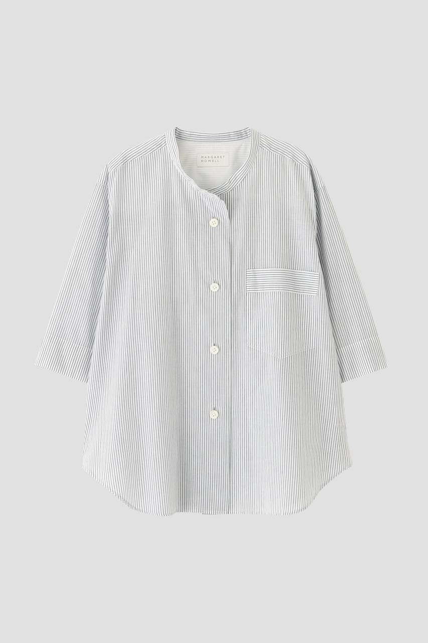 【マーガレットハウエル/MARGARET HOWELL】のCOTTON LINEN MINI STRIPE SHIRT 人気、トレンドファッション・服の通販 founy(ファニー) 　ファッション　Fashion　レディースファッション　Fashion for Women　トップス・カットソー　Cut & Sew Tops　シャツ・ブラウス・オフィスカジュアル　Elegant Blouses & Button-Ups　おすすめ　Recommended / Our Picks　ショート　Short, Short Length　ストライプ　Stripe, Striped Pattern　スリーブ　Sleeve, Long Sleeve / Short Sleeve　セットアップ　Set-Up, Coordinated Outfit　パッチ　Patch, Appliqué　ポケット　Pocket, Pocket Detail　リネン　Linen, Linen Fabric　夏　Summer　新作・新入荷　New Arrivals / New In　other-4|ID: prp329100004902758 ipo3291000000036691679