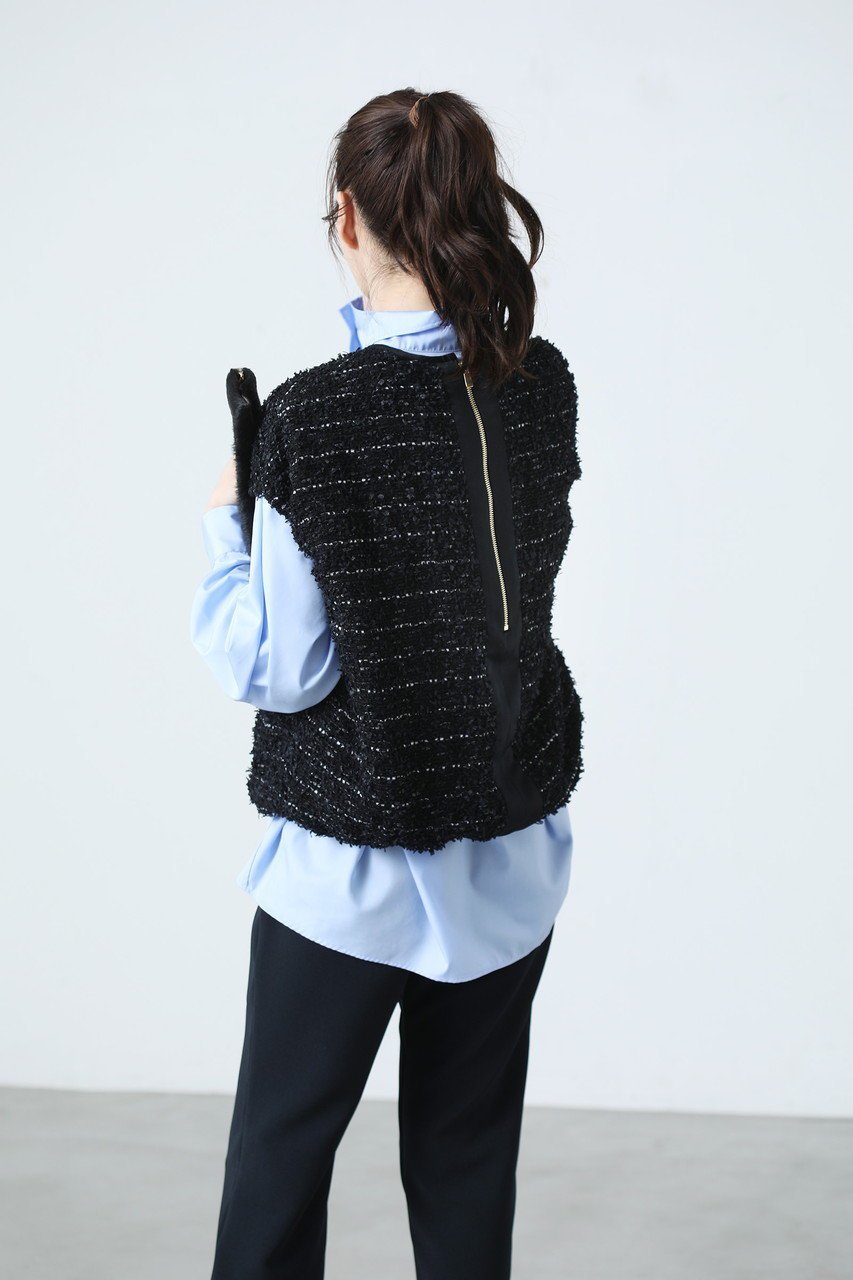 【マイ ウィークネス/MY WEAKNESS】のHilja Pullover 人気、トレンドファッション・服の通販 founy(ファニー) 　ファッション　Fashion　レディースファッション　Fashion for Women　トップス・カットソー　Cut & Sew Tops　ニット　Knit Tops & Sweaters　カジュアルプルオーバー・ニットトップス　Pullovers & Knit Tops / Casual Pullovers　インナー　Innerwear　シンプル　Simple, Minimal　ツイード　Twill, Twill Weave　ノースリーブ　Sleeveless, No-Sleeve　リラックス　Relax, Relaxed Fit　other-8|ID: prp329100004902800 ipo3291000000036692578