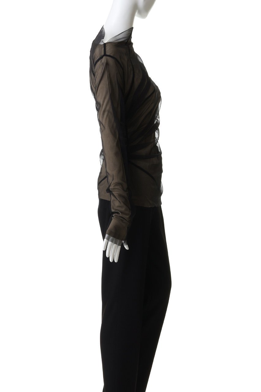 【プランク プロジェクト/PRANK PROJECT】のチュールレイヤードドレープトップ 人気、トレンドファッション・服の通販 founy(ファニー) 　ファッション　Fashion　レディースファッション　Fashion for Women　トップス・カットソー　Cut & Sew Tops　シャツ・ブラウス・オフィスカジュアル　Elegant Blouses & Button-Ups　ロングTシャツ・Tシャツ　Longline T-Shirts & Tees　カットソー・ベーシックTシャツ　Cut-and-Sewn Tops / Stretch Tees & Basics　おすすめ　Recommended / Our Picks　インナー　Innerwear　シアー　Sheer, See-Through　スリーブ　Sleeve, Long Sleeve / Short Sleeve　テレコ　Ribbed, Rib Stitch　ドレープ　Drape, Draping Fabric　バランス　Balance, Style Balance　フェミニン　Feminine, Girly　フォルム　Silhouette, Form　ボトム　Bottoms, Lower Wear　ロング　Long, Long-Length　other-3|ID: prp329100004902822 ipo3291000000036693042