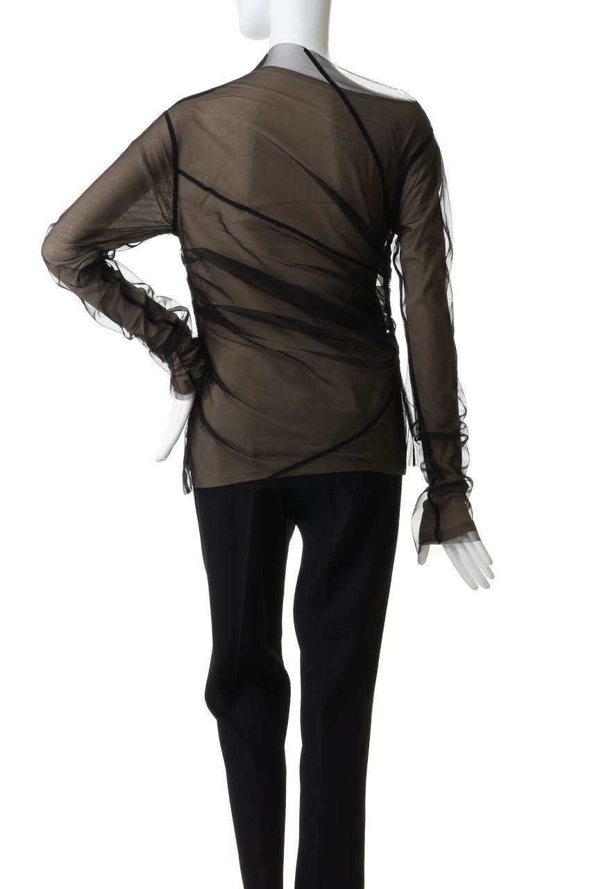 【プランク プロジェクト/PRANK PROJECT】のチュールレイヤードドレープトップ 人気、トレンドファッション・服の通販 founy(ファニー) 　ファッション　Fashion　レディースファッション　Fashion for Women　トップス・カットソー　Cut & Sew Tops　シャツ・ブラウス・オフィスカジュアル　Elegant Blouses & Button-Ups　ロングTシャツ・Tシャツ　Longline T-Shirts & Tees　カットソー・ベーシックTシャツ　Cut-and-Sewn Tops / Stretch Tees & Basics　おすすめ　Recommended / Our Picks　インナー　Innerwear　シアー　Sheer, See-Through　スリーブ　Sleeve, Long Sleeve / Short Sleeve　テレコ　Ribbed, Rib Stitch　ドレープ　Drape, Draping Fabric　バランス　Balance, Style Balance　フェミニン　Feminine, Girly　フォルム　Silhouette, Form　ボトム　Bottoms, Lower Wear　ロング　Long, Long-Length　other-4|ID: prp329100004902822 ipo3291000000036693043