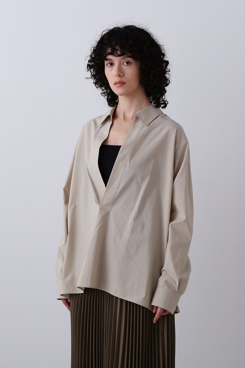 【イレーヴ/YLEVE】のコットン シルク タイプライター スキッパー シャツ 人気、トレンドファッション・服の通販 founy(ファニー) 　ファッション　Fashion　レディースファッション　Fashion for Women　トップス・カットソー　Cut & Sew Tops　シャツ・ブラウス・オフィスカジュアル　Elegant Blouses & Button-Ups　シルク　Silk, 100% Silk　スキッパー　Skipper, Open Collar　スリーブ　Sleeve, Long Sleeve / Short Sleeve　タイプライター　Typewriter Fabric, Crisp Cotton　ロング　Long, Long-Length　other-7|ID: prp329100004902840 ipo3291000000036693443