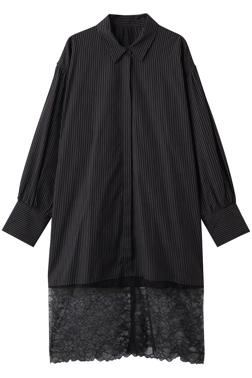 【ハー/HER.】のレースコンビシャツワンピース インテリア・キッズ・メンズ・レディースファッション・服の通販 founy(ファニー) 　ファッション　Fashion　レディースファッション　Fashion for Women　ワンピース　Dresses　シャツワンピース / 1枚で着映えコーデ　Shirt Dresses　チュニック　Tunic Tops & Dresses　おすすめ　Recommended / Our Picks　コンビ　Combo, Combination Style　ストライプ　Stripe, Striped Pattern　チュニック　Tunic, Long Top　デニム　Denim, Jeans Material　ボトム　Bottoms, Lower Wear　レース　Lace, Lace Fabric　ロング　Long, Long-Length　ブラック|ID: prp329100004902850 ipo3291000000036693541