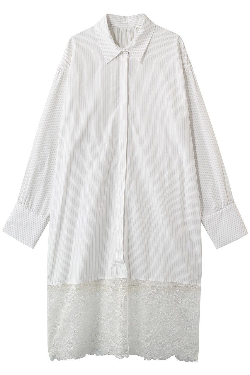 【ハー/HER.】のレースコンビシャツワンピース インテリア・キッズ・メンズ・レディースファッション・服の通販 founy(ファニー) 　ファッション　Fashion　レディースファッション　Fashion for Women　ワンピース　Dresses　シャツワンピース / 1枚で着映えコーデ　Shirt Dresses　チュニック　Tunic Tops & Dresses　おすすめ　Recommended / Our Picks　コンビ　Combo, Combination Style　ストライプ　Stripe, Striped Pattern　チュニック　Tunic, Long Top　デニム　Denim, Jeans Material　ボトム　Bottoms, Lower Wear　レース　Lace, Lace Fabric　ロング　Long, Long-Length　オフホワイト|ID: prp329100004902850 ipo3291000000036693542