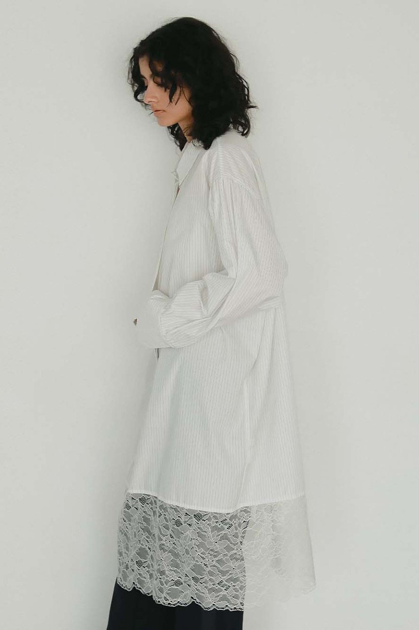 【ハー/HER.】のレースコンビシャツワンピース 人気、トレンドファッション・服の通販 founy(ファニー) 　ファッション　Fashion　レディースファッション　Fashion for Women　ワンピース　Dresses　シャツワンピース / 1枚で着映えコーデ　Shirt Dresses　チュニック　Tunic Tops & Dresses　おすすめ　Recommended / Our Picks　コンビ　Combo, Combination Style　ストライプ　Stripe, Striped Pattern　チュニック　Tunic, Long Top　デニム　Denim, Jeans Material　ボトム　Bottoms, Lower Wear　レース　Lace, Lace Fabric　ロング　Long, Long-Length　other-7|ID: prp329100004902850 ipo3291000000036693548