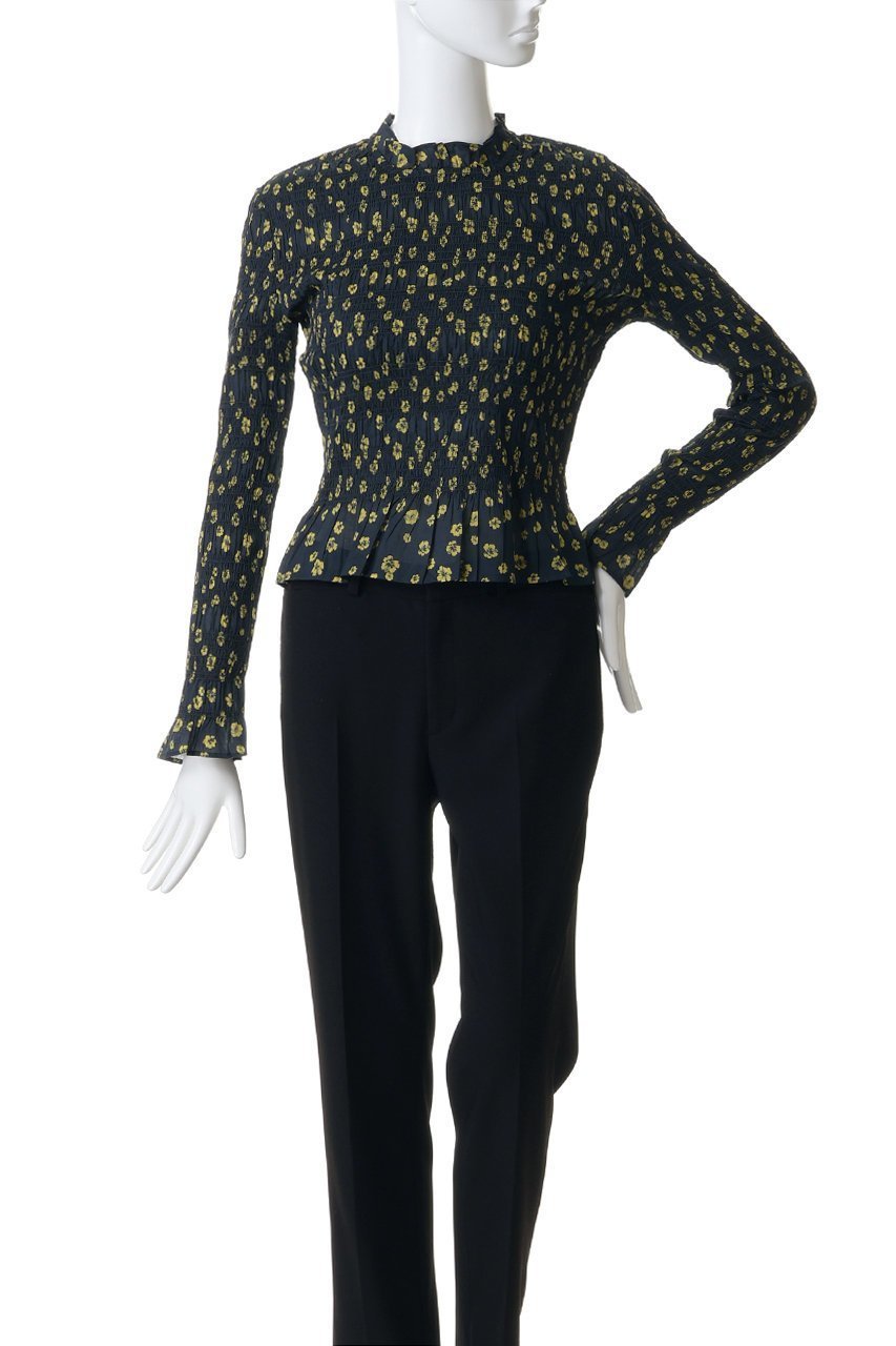 【マーレット/MERLETTE】のNORRA PRINT フラワープリント スモッキングフリルトップス 人気、トレンドファッション・服の通販 founy(ファニー) 　ファッション　Fashion　レディースファッション　Fashion for Women　トップス・カットソー　Cut & Sew Tops　シャツ・ブラウス・オフィスカジュアル　Elegant Blouses & Button-Ups　花柄・フラワープリント・モチーフ　Floral Prints & Motifs / Flower Pattern Tops　スモッキング　Smocking, Gathered Stitching　スリーブ　Sleeve, Long Sleeve / Short Sleeve　ハイネック　High Neck, Mock Neck　フェミニン　Feminine, Girly　フラワー　Flower, Floral　プリント　Print, Printed Pattern　マニッシュ　Mannish, Boyish　ロング　Long, Long-Length　夏　Summer　春　Spring　軽量　Lightweight, Ultra Light　other-2|ID: prp329100004902852 ipo3291000000036693572