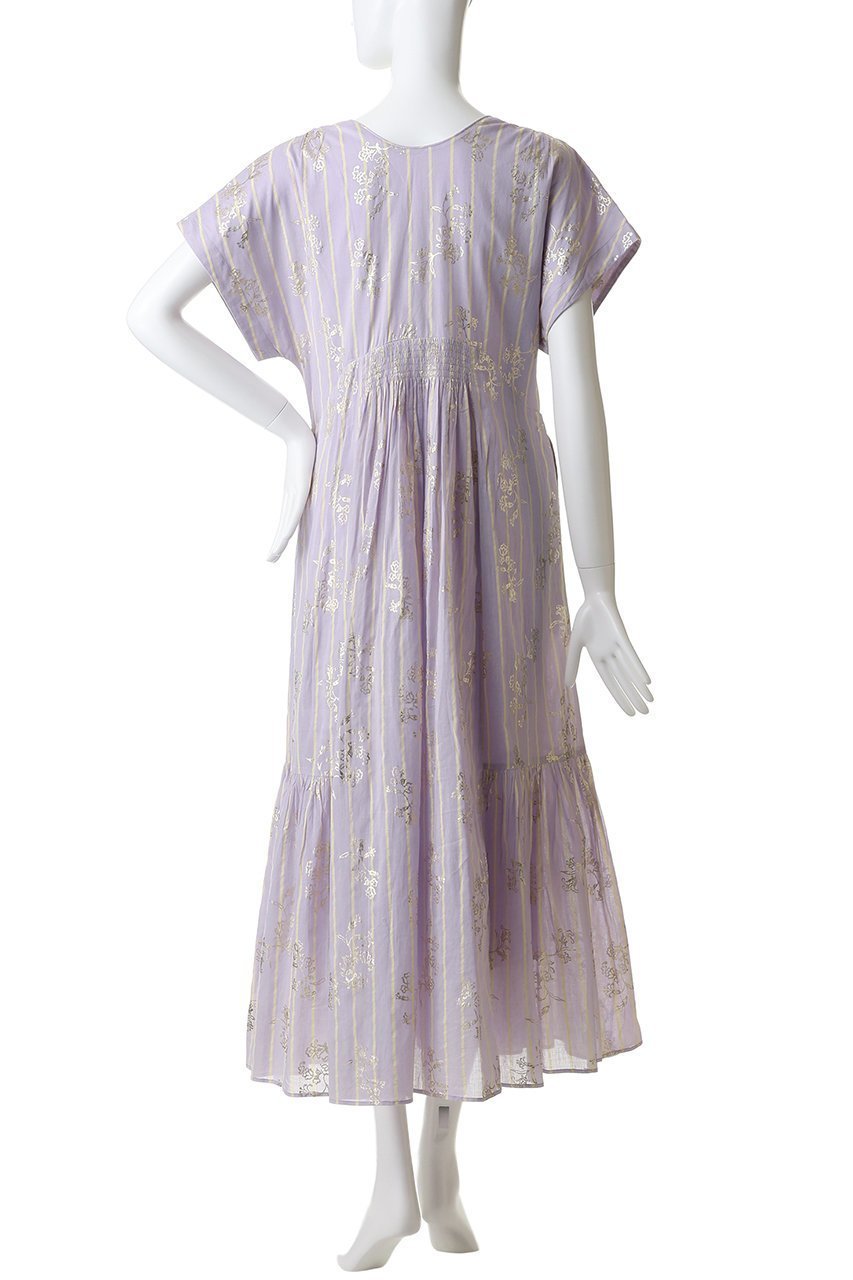 【ヌキテパ/NE QUITTEZ PAS】のCotton Voile Stripe Anemone Foil Print フレンチスリーブドレス 人気、トレンドファッション・服の通販 founy(ファニー) 　ファッション　Fashion　レディースファッション　Fashion for Women　ワンピース　Dresses　フォーマル・パーティードレス・結婚式用ドレス　Elegant & Casual Dresses　チュニック　Tunic Tops & Dresses　ギャザー　Gathered, Ruffled　サンダル　Sandals, Summer Shoes　ジュエリー　Jewelry, Accessories　ストライプ　Stripe, Striped Pattern　チュニック　Tunic, Long Top　ドレス　Dress, One-Piece　プリント　Print, Printed Pattern　リゾート　Resort, Vacation Style　リュクス　Luxury, Elegant, High-End, Chic　ロング　Long, Long-Length　other-4|ID: prp329100004902883 ipo3291000000036693867