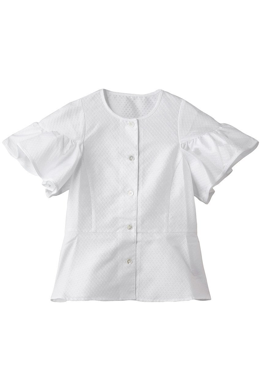 【アミカ/AMICA】のクチュールフレアスリーブトップ 人気、トレンドファッション・服の通販 founy(ファニー) 　ファッション　Fashion　レディースファッション　Fashion for Women　トップス・カットソー　Cut & Sew Tops　シャツ・ブラウス・オフィスカジュアル　Elegant Blouses & Button-Ups　ショート　Short, Short Length　ジャカード／ジャガード　Jacquard, Woven Pattern　スリーブ　Sleeve, Long Sleeve / Short Sleeve　デニム　Denim, Jeans Material　フレア　Flare, Flared　人気　Popular, Best Seller　無地　Plain, Solid Color　 other-1|ID: prp329100004902886 ipo3291000000036693904